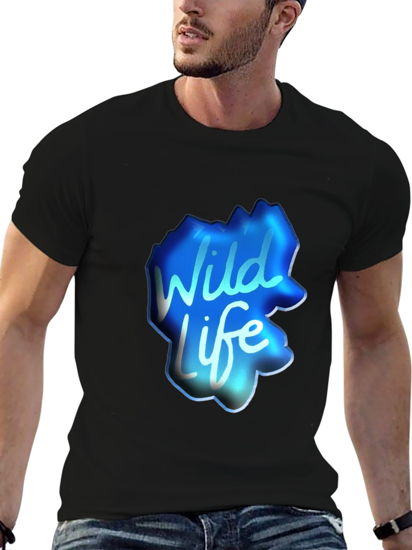 Wildlife Graphic T-Shirt - Casual Black Tee