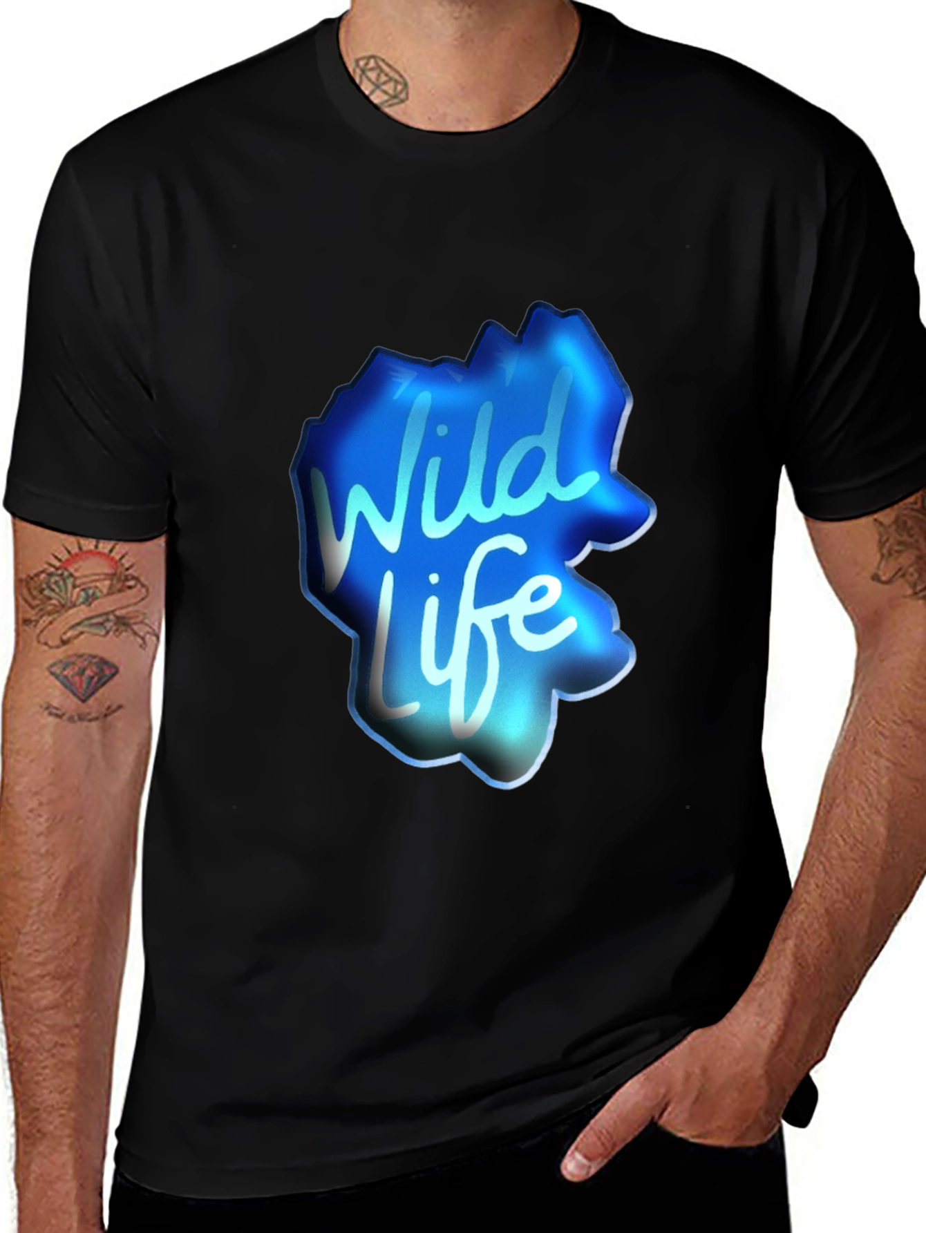 Wildlife Graphic T-Shirt - Casual Black Tee
