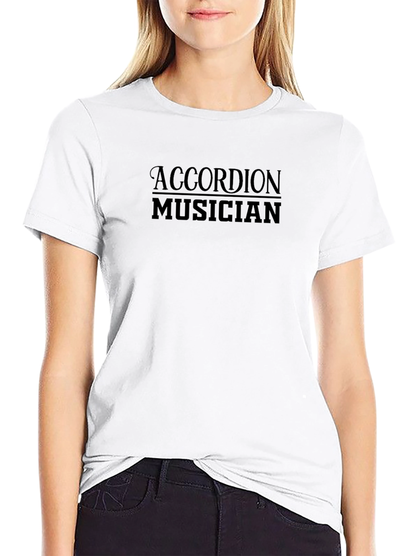 Accordion Musician Black Graphic T-Shirt