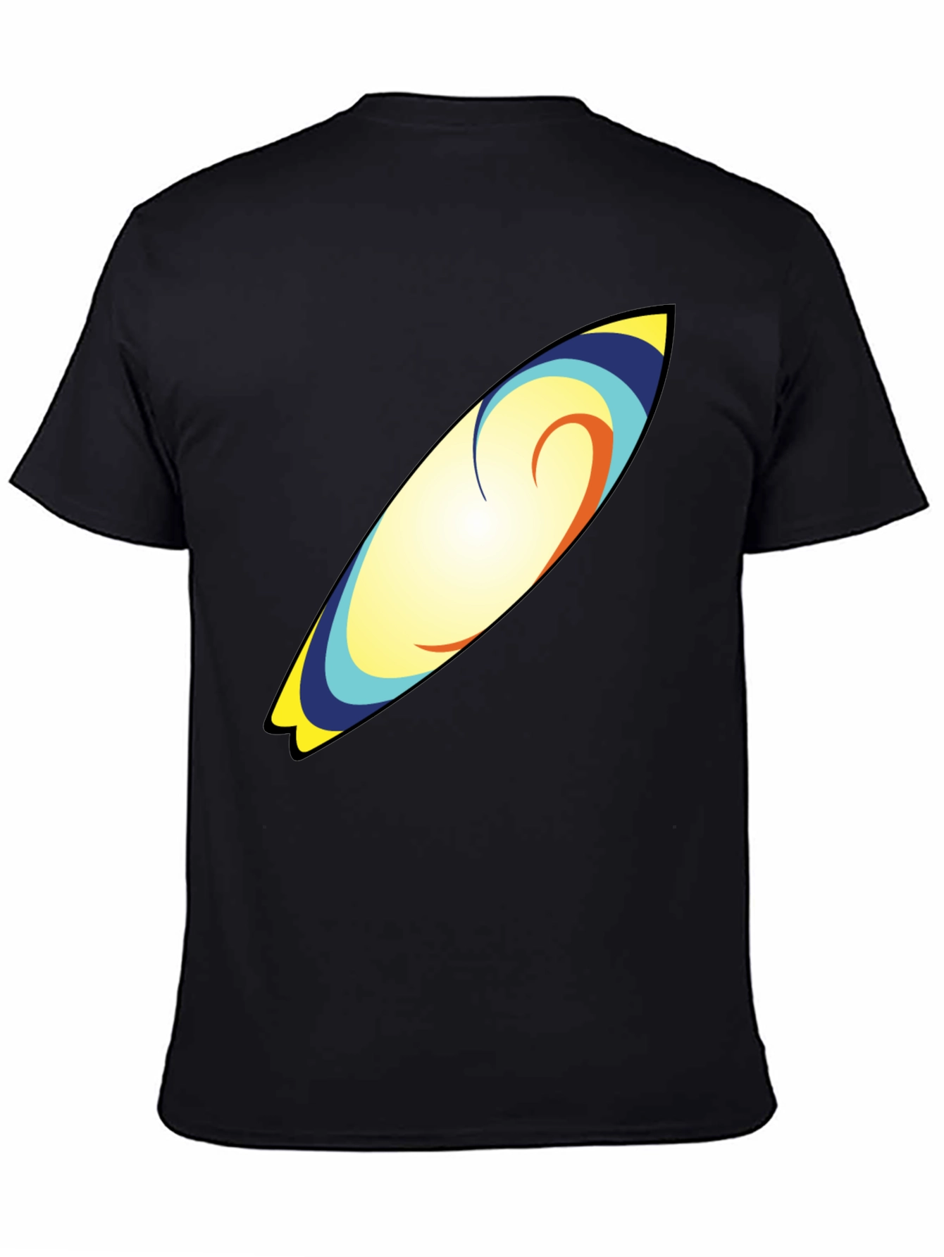 Surfboard Graphic Tee - Black Cotton T-Shirt