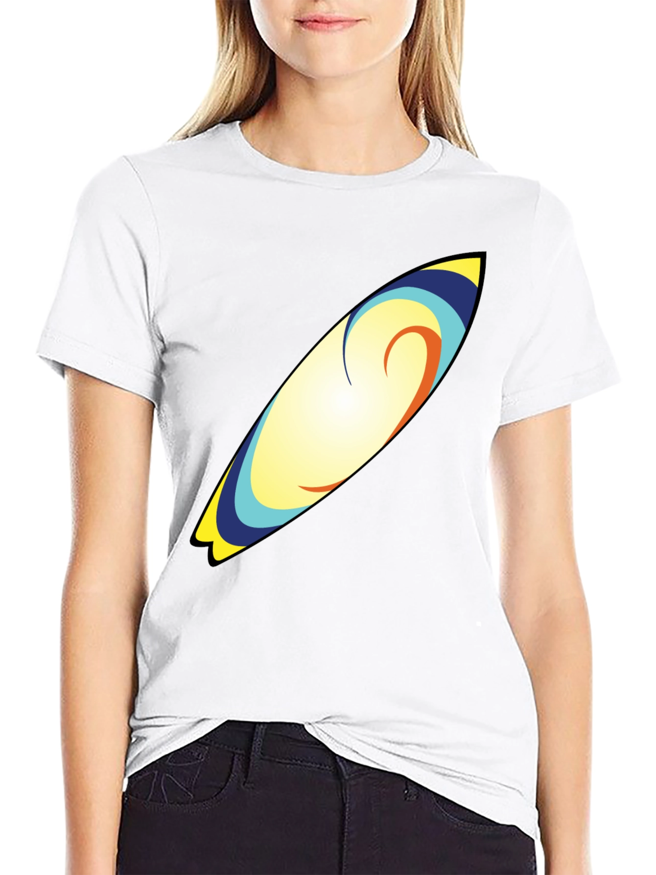 Surfboard Graphic Tee - Black Cotton T-Shirt