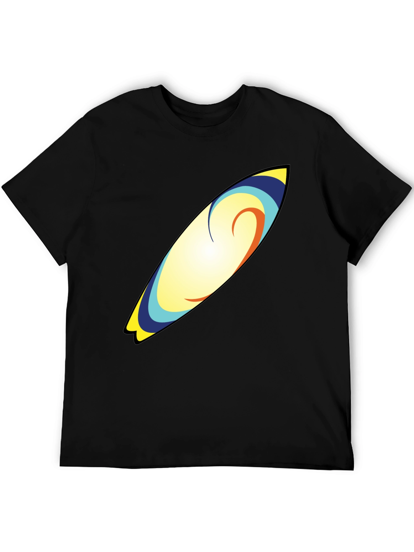 Surfboard Graphic Tee - Black Cotton T-Shirt
