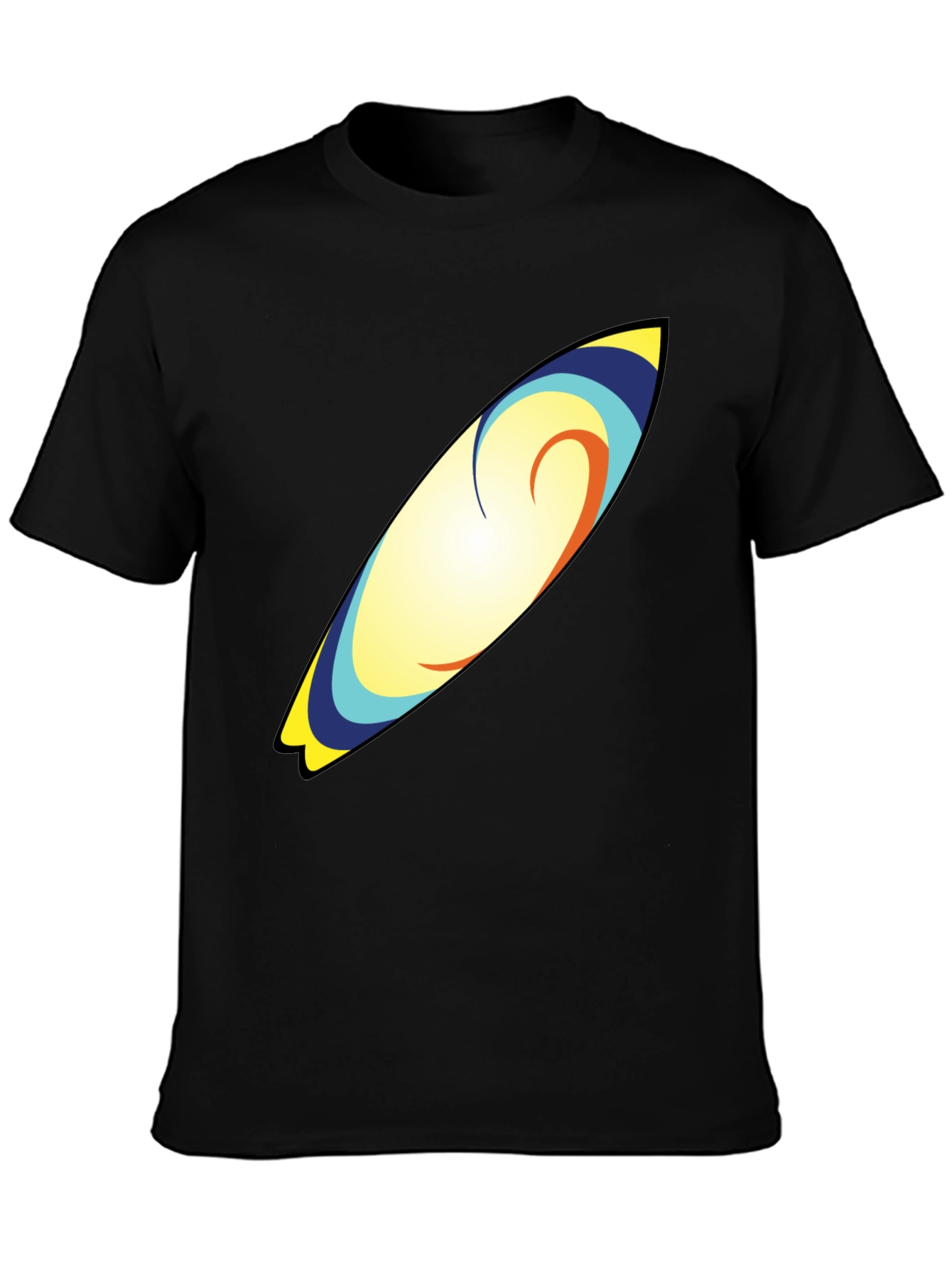 Surfboard Graphic Tee - Black Cotton T-Shirt
