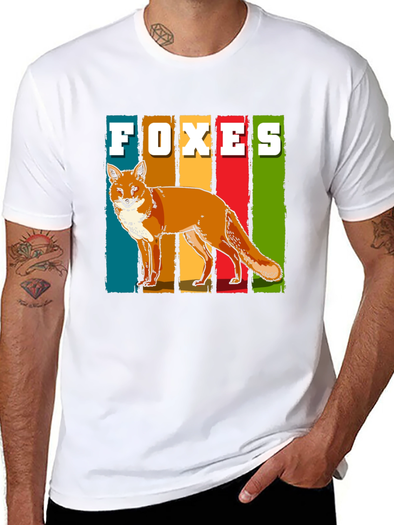 Retro Foxes Graphic T-Shirt - Stylish Wildlife Tee