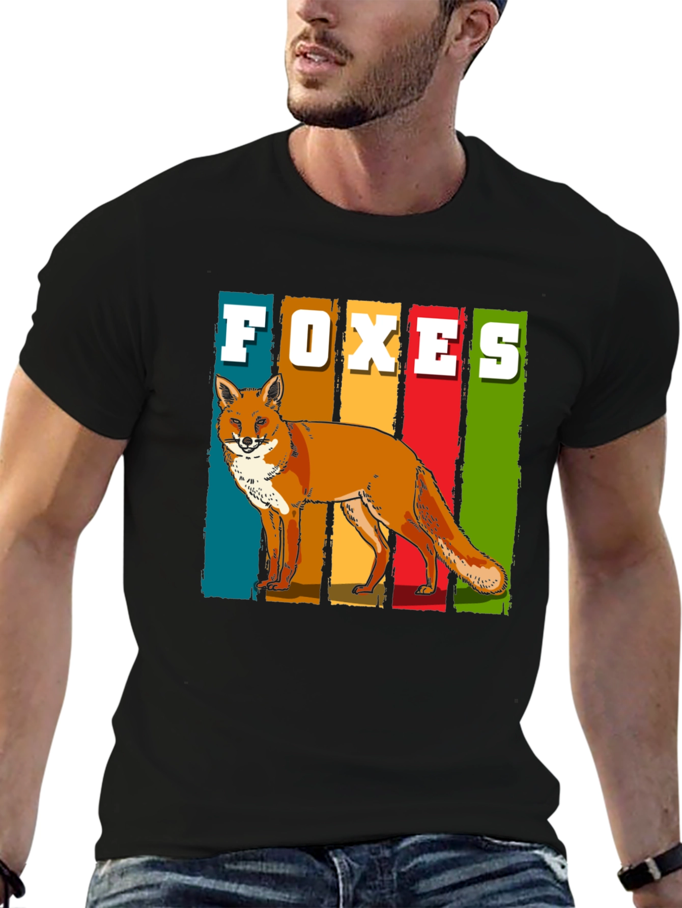 Retro Foxes Graphic T-Shirt - Stylish Wildlife Tee