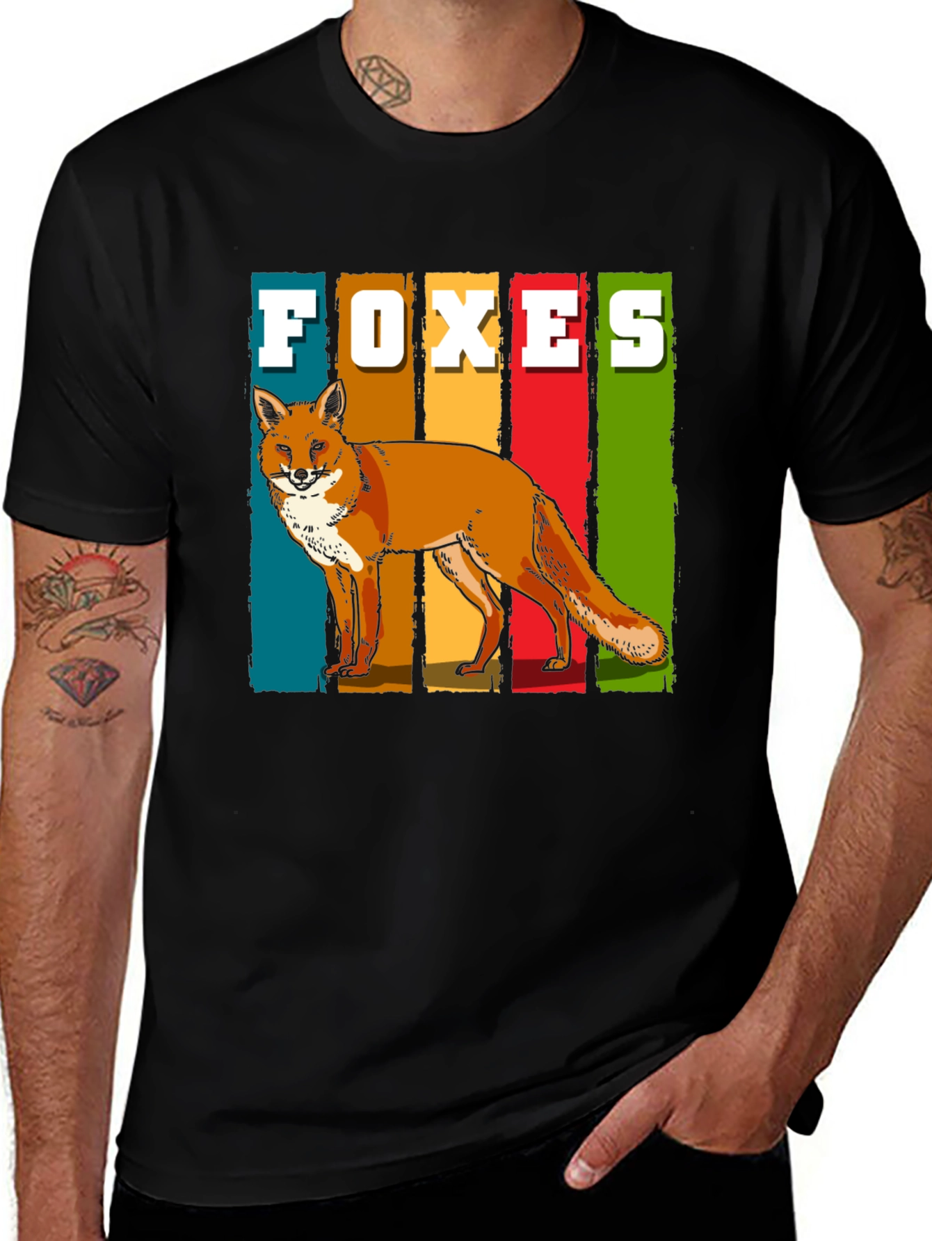 Retro Foxes Graphic T-Shirt - Stylish Wildlife Tee