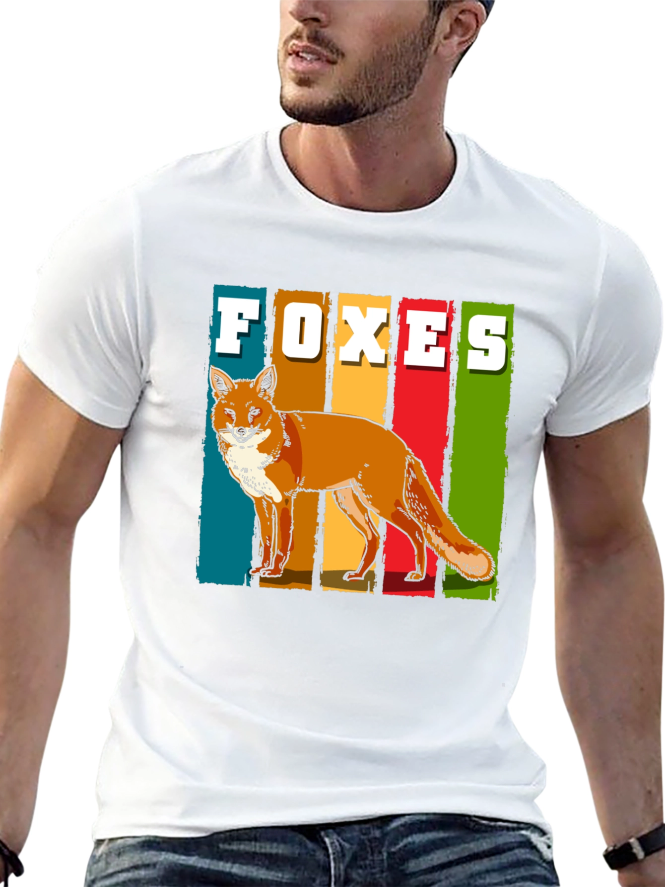 Retro Foxes Graphic T-Shirt - Stylish Wildlife Tee