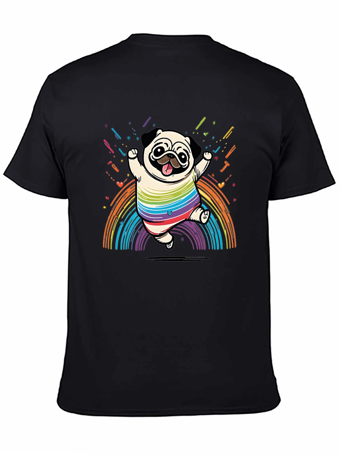 Rainbow Pug T-Shirt -  Fun & Festive Design