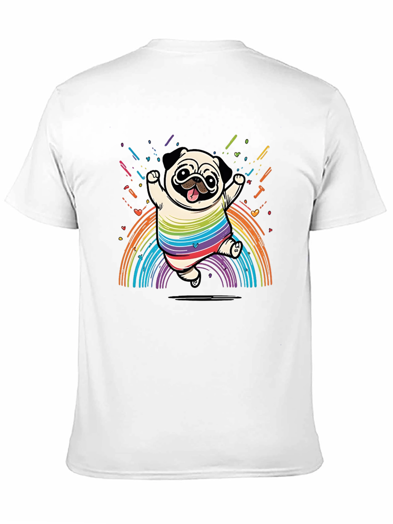 Rainbow Pug T-Shirt -  Fun & Festive Design