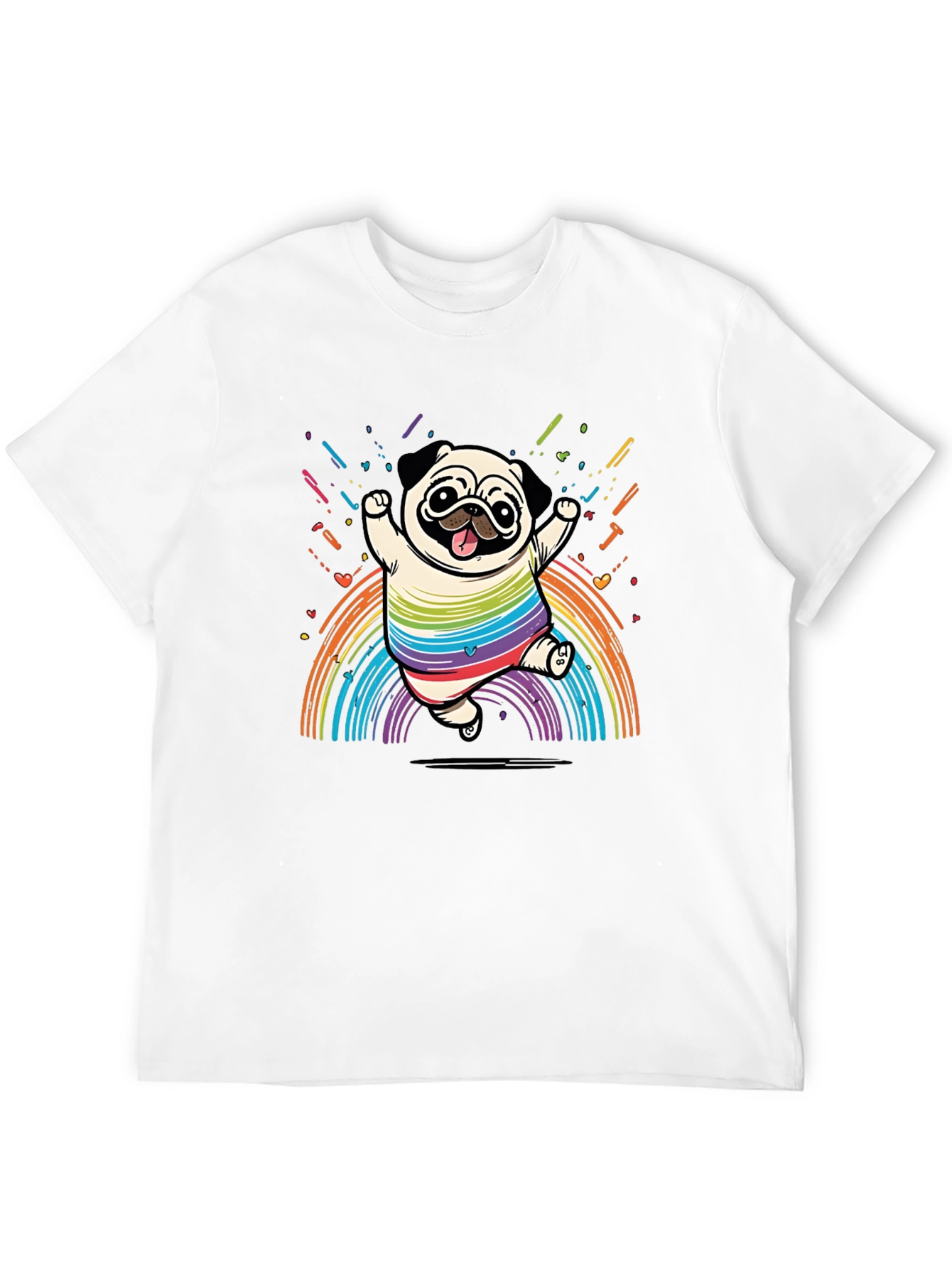 Rainbow Pug T-Shirt -  Fun & Festive Design