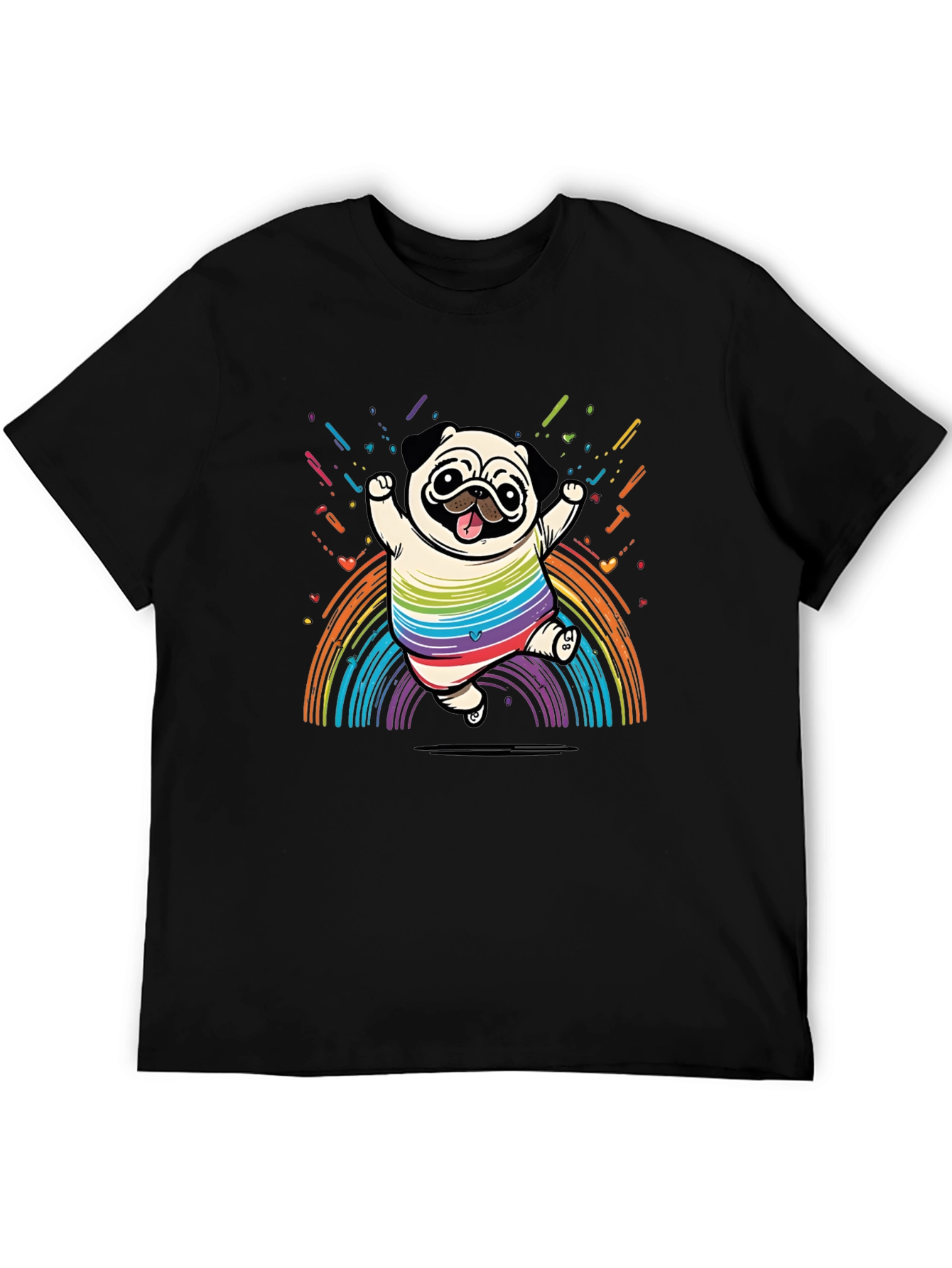 Rainbow Pug T-Shirt -  Fun & Festive Design
