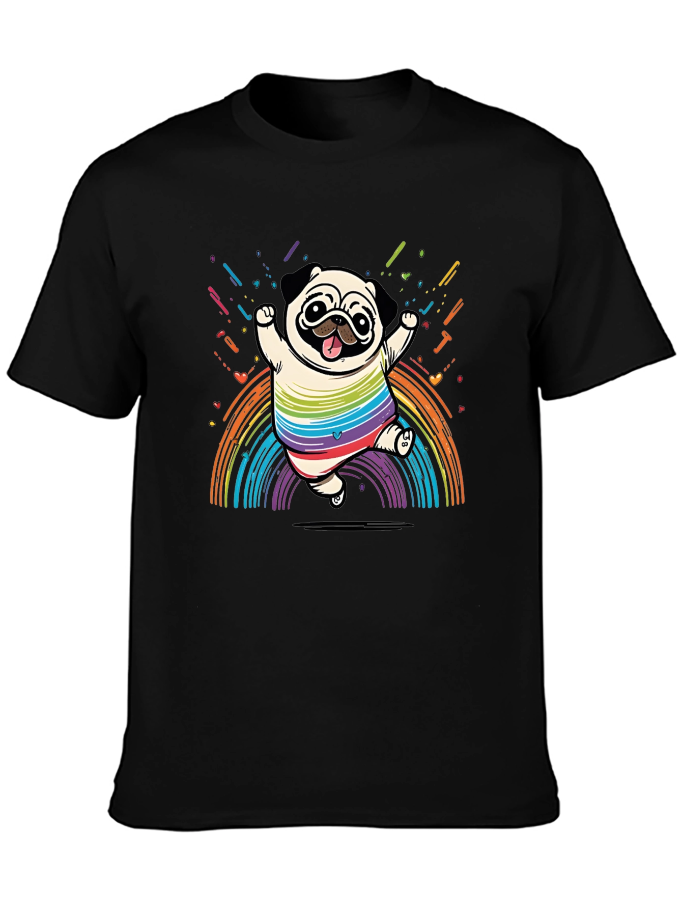 Rainbow Pug T-Shirt -  Fun & Festive Design