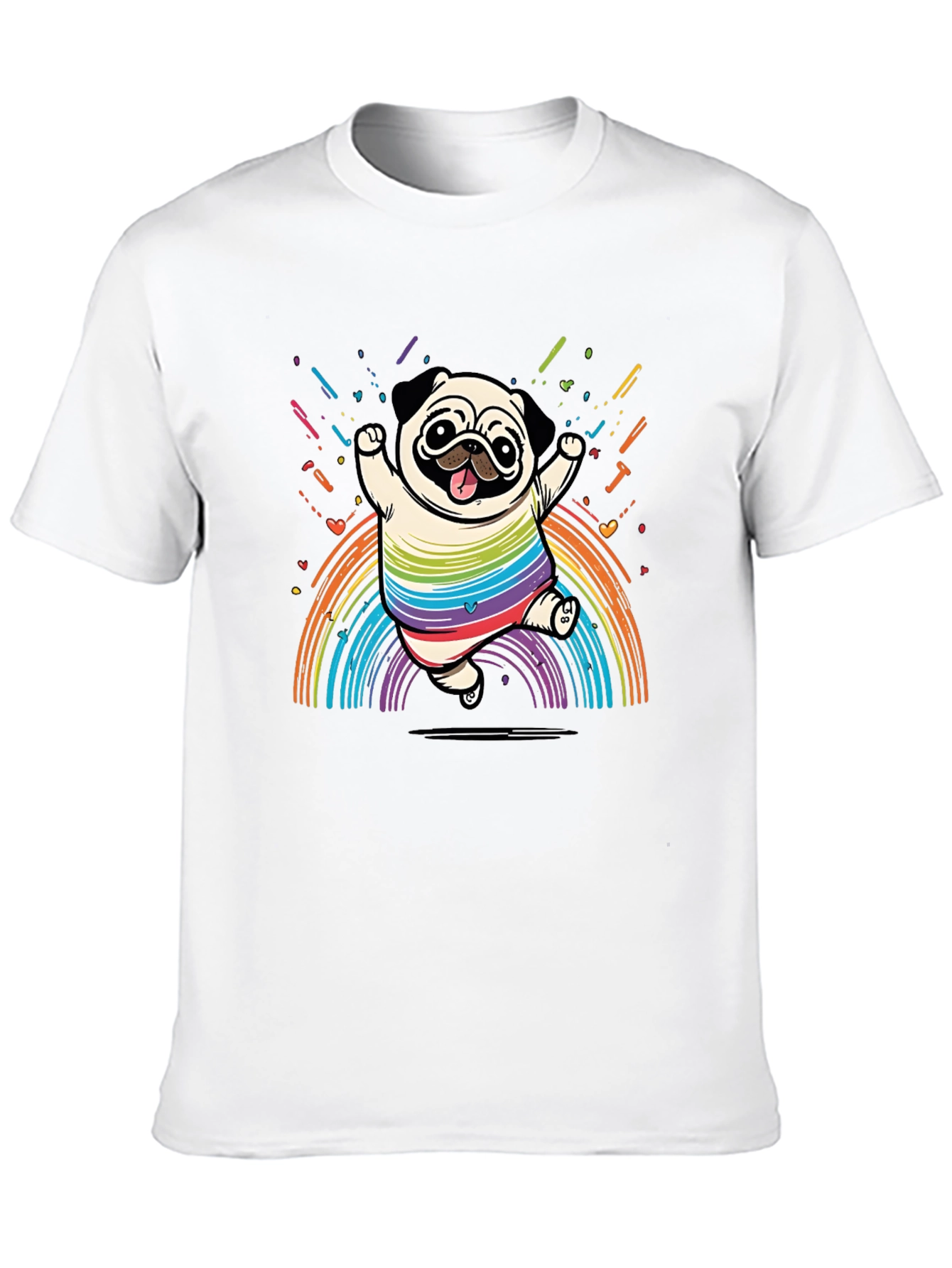 Rainbow Pug T-Shirt -  Fun & Festive Design