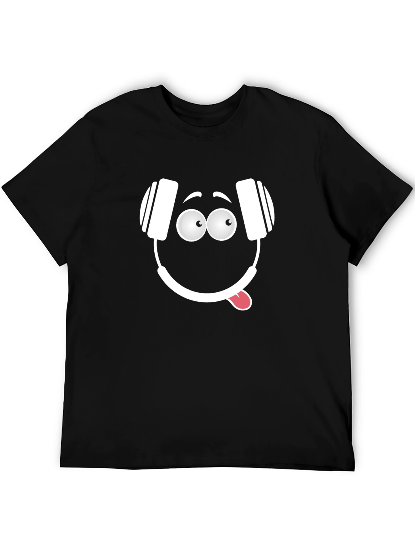 Funny Headphone Face Graphic T-Shirt
