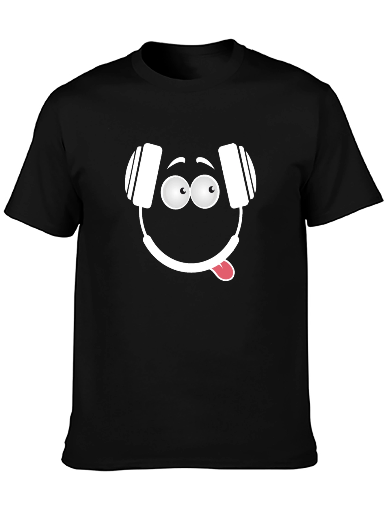 Funny Headphone Face Graphic T-Shirt