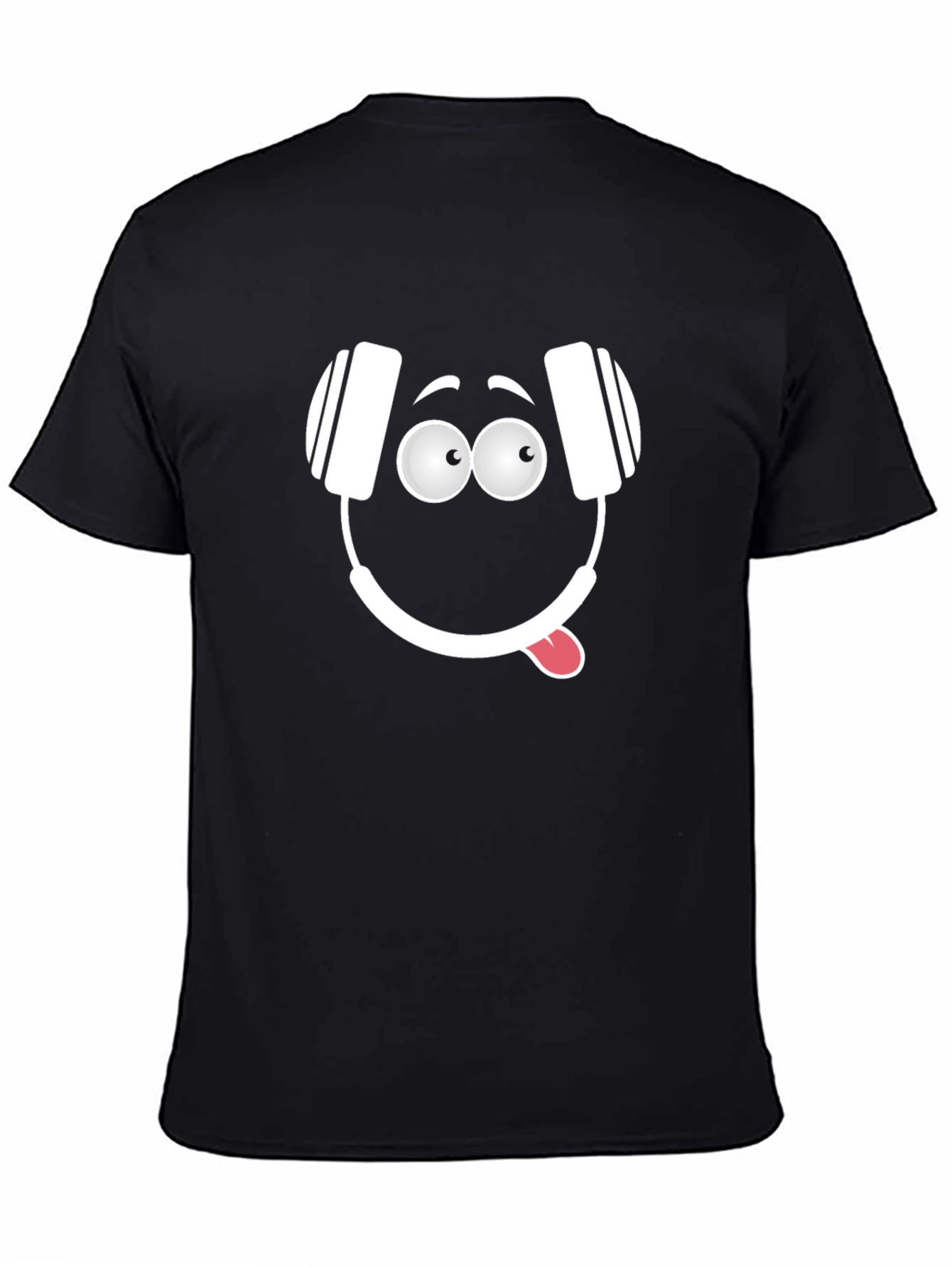 Funny Headphone Face Graphic T-Shirt