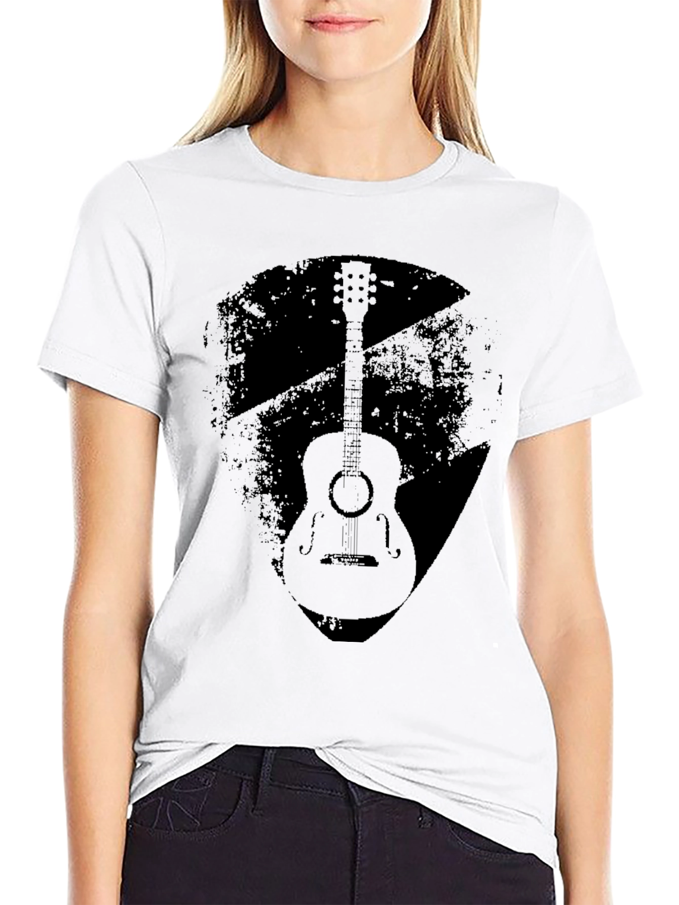 Distressed Guitar Graphic Tee - Black