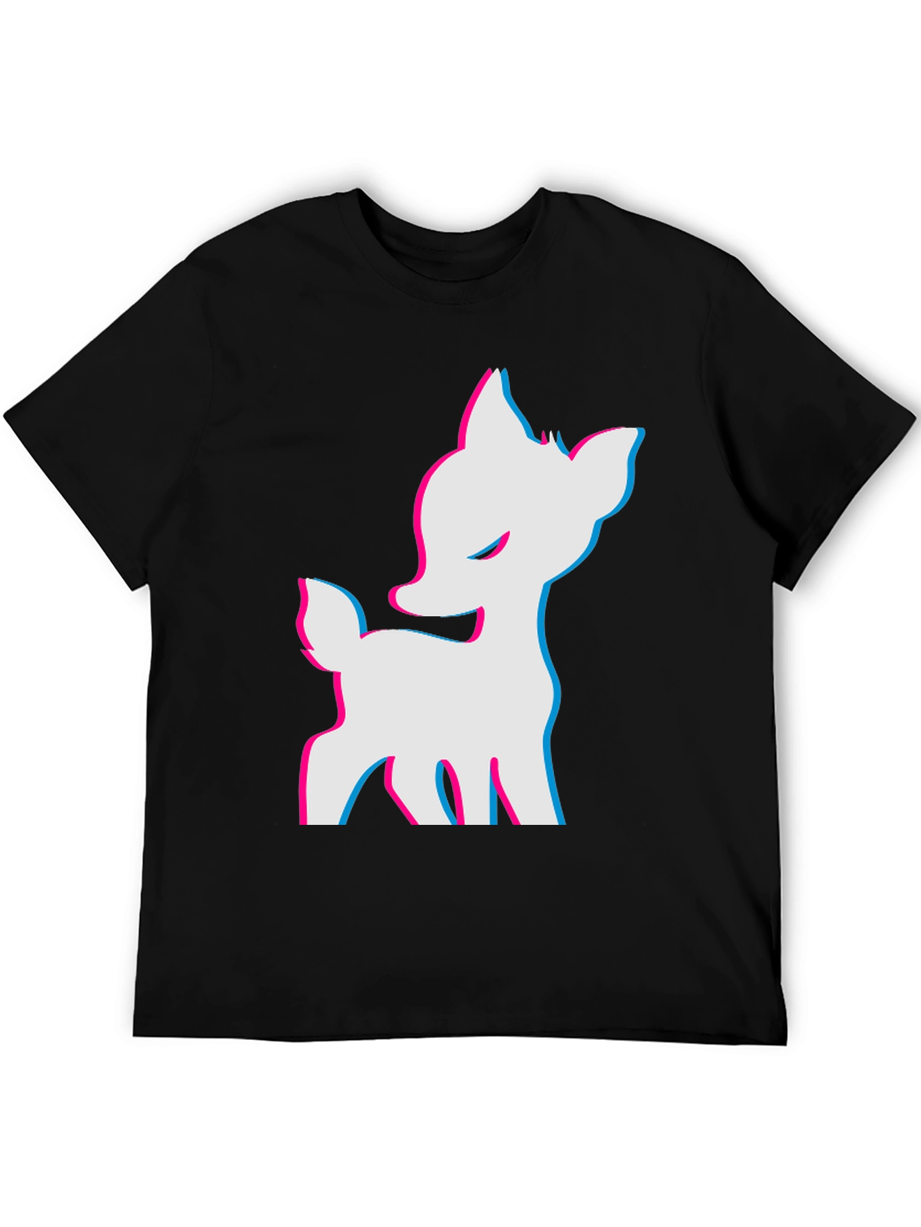 Cool 3D Deer Graphic Black T-Shirt