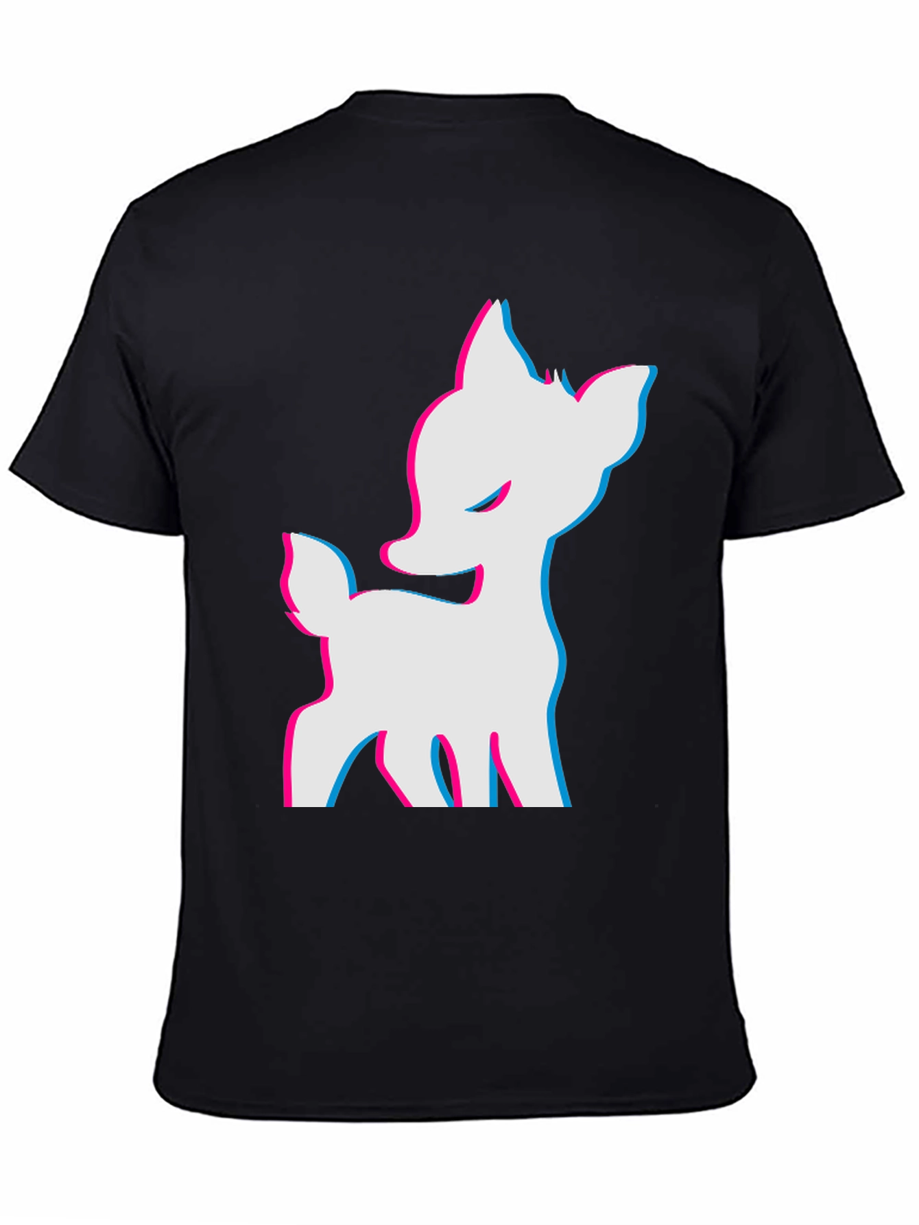 Cool 3D Deer Graphic Black T-Shirt