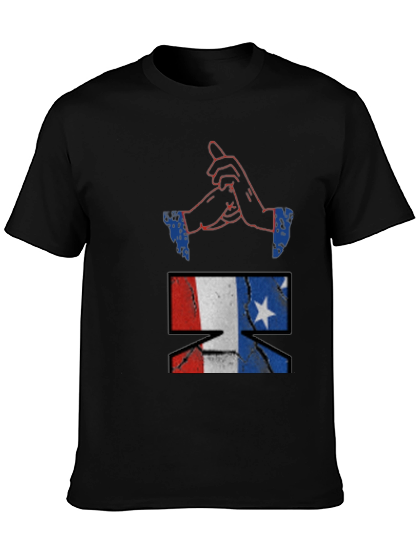 Graphic Print Crew Neck Tee - Black