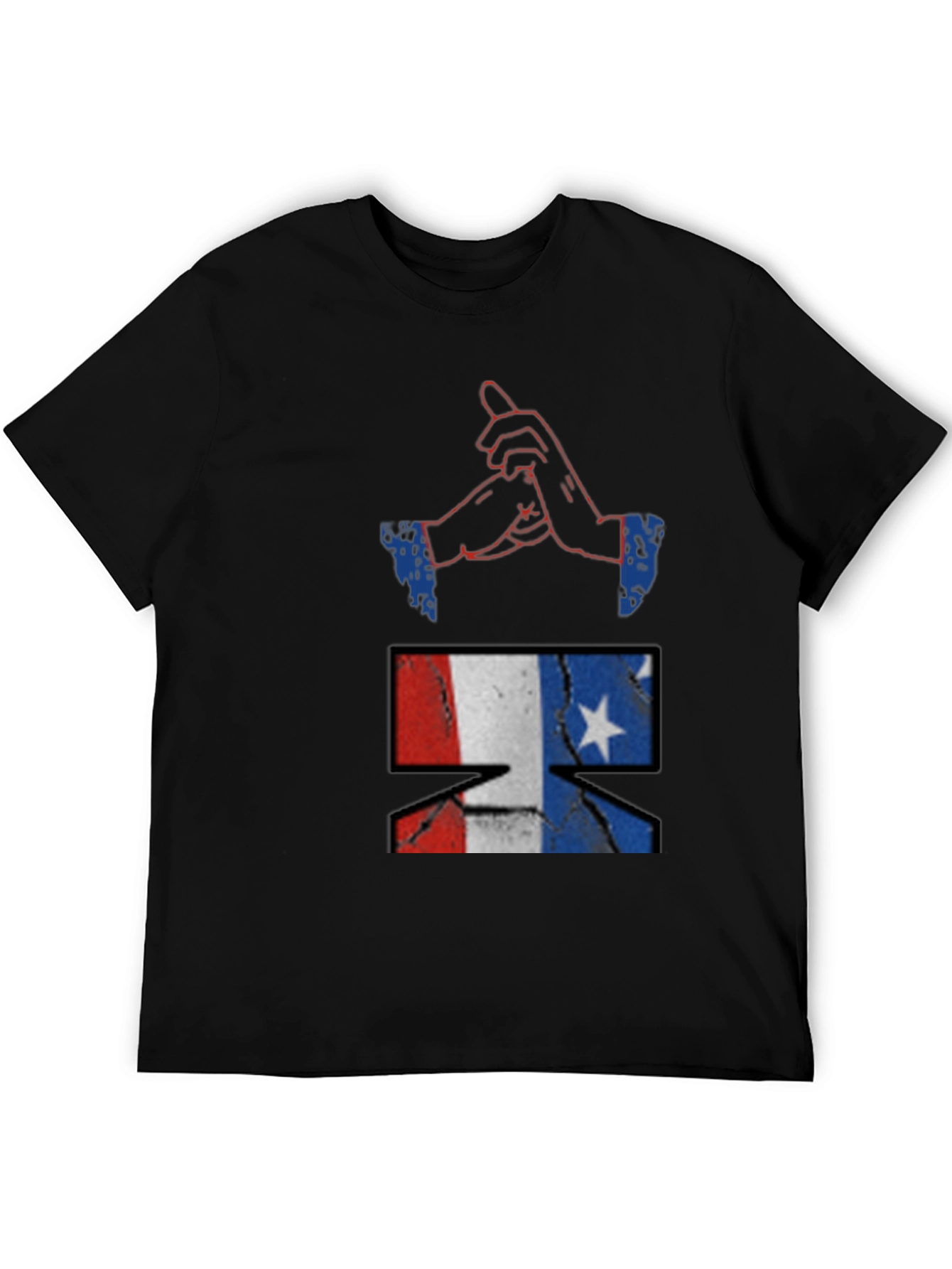 Graphic Print Crew Neck Tee - Black