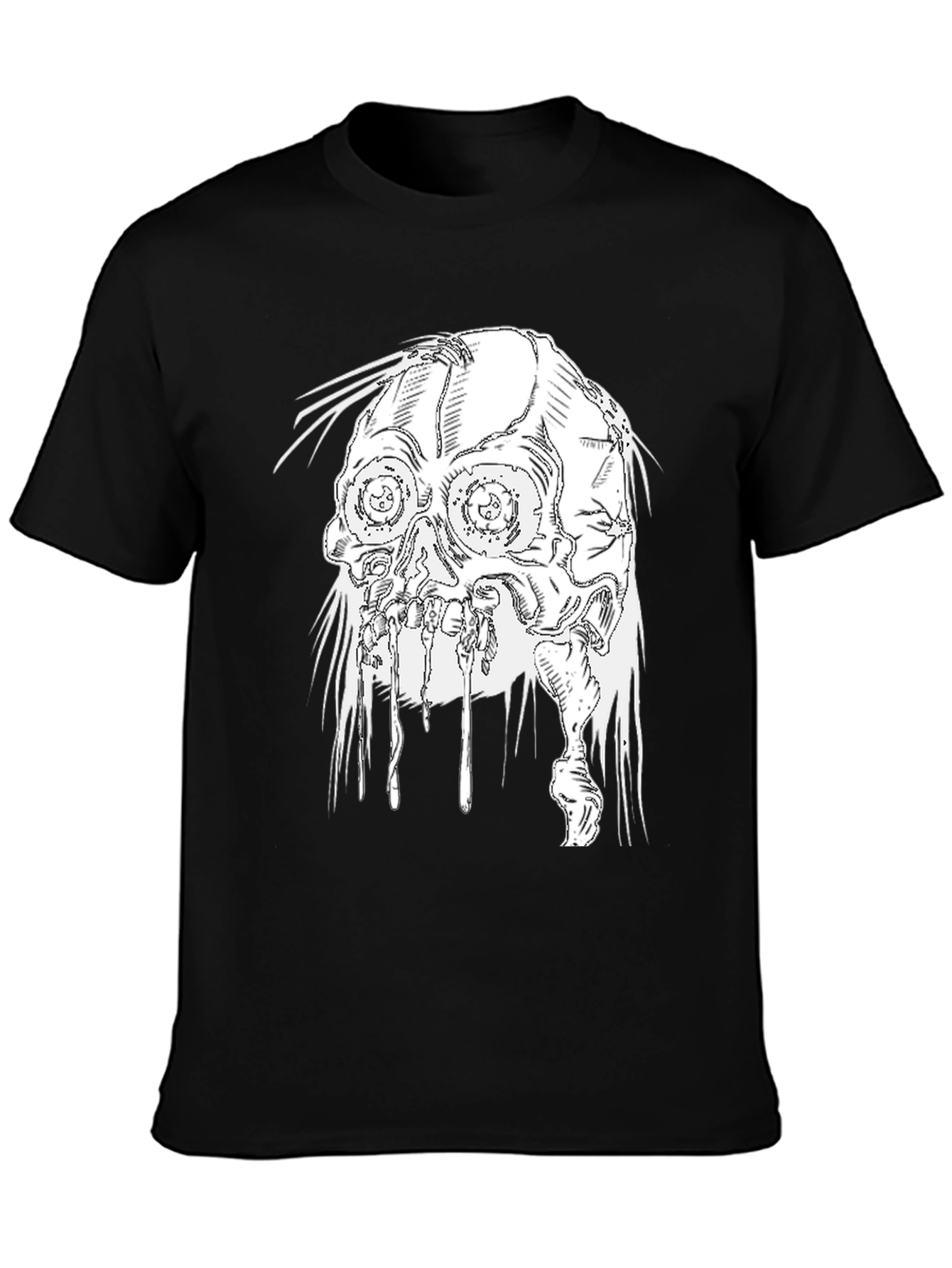 Distressed Skull Graphic Black T-Shirt