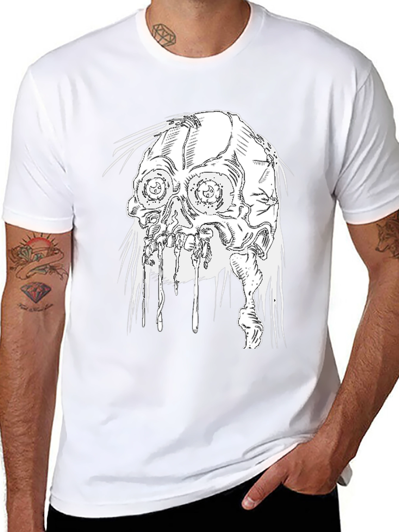 Distressed Skull Graphic Black T-Shirt