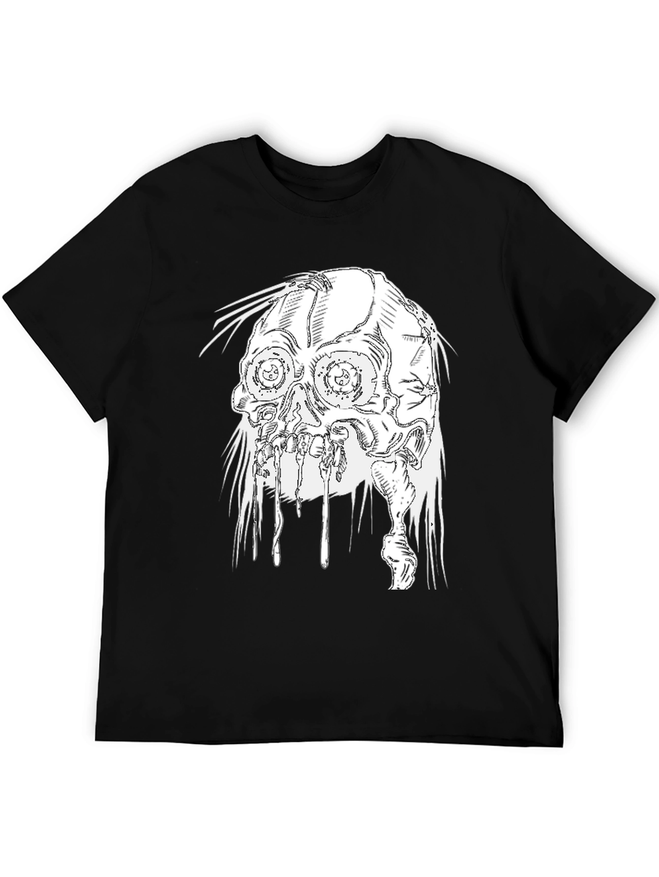 Distressed Skull Graphic Black T-Shirt