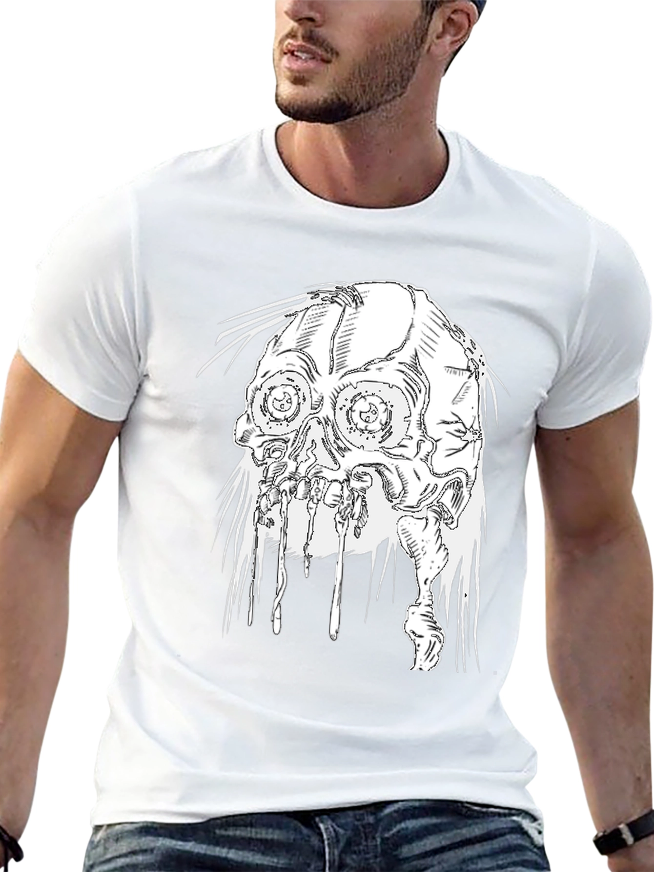 Distressed Skull Graphic Black T-Shirt
