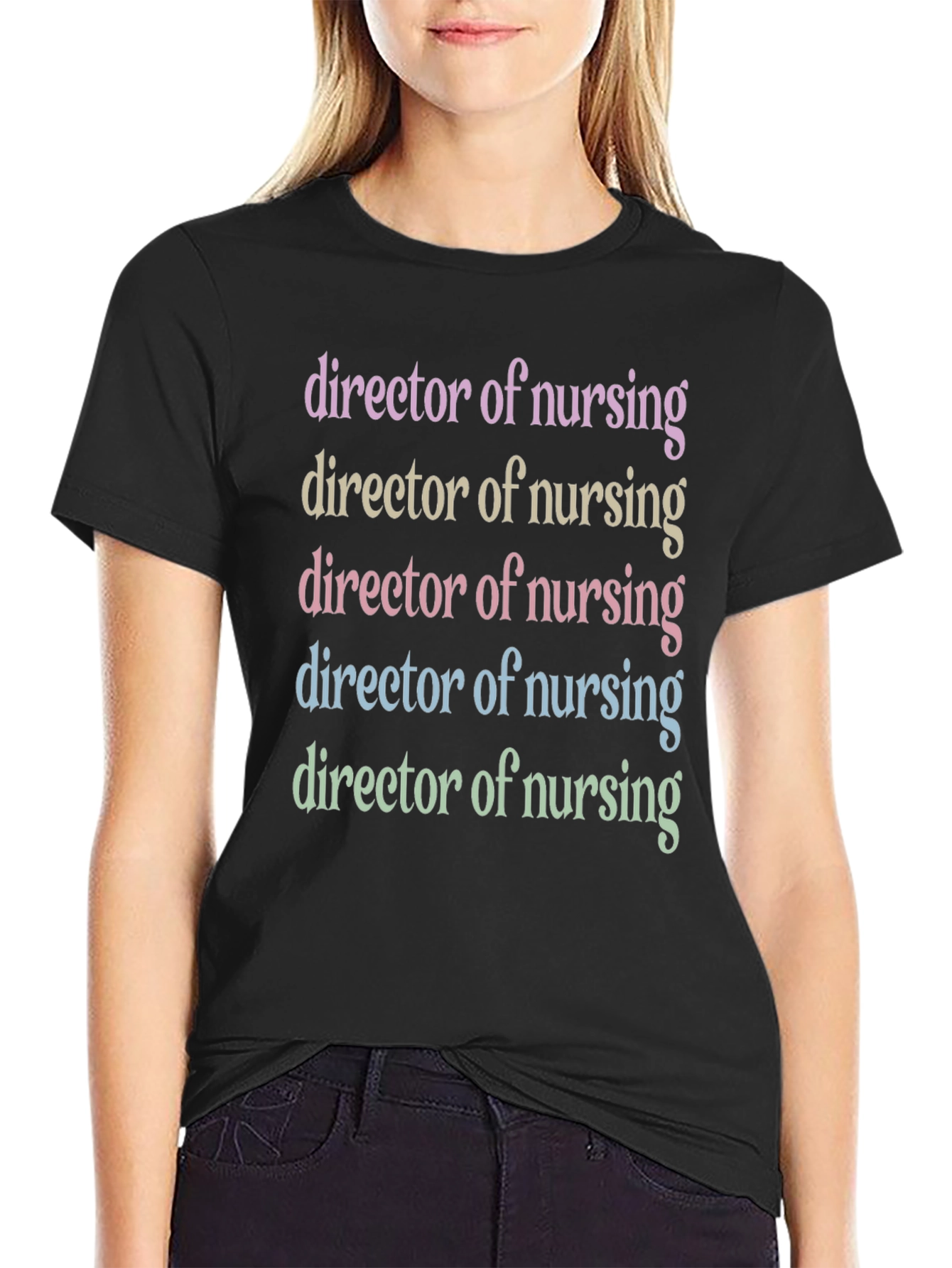 Director of Nursing T-Shirt - Pastel Text Design