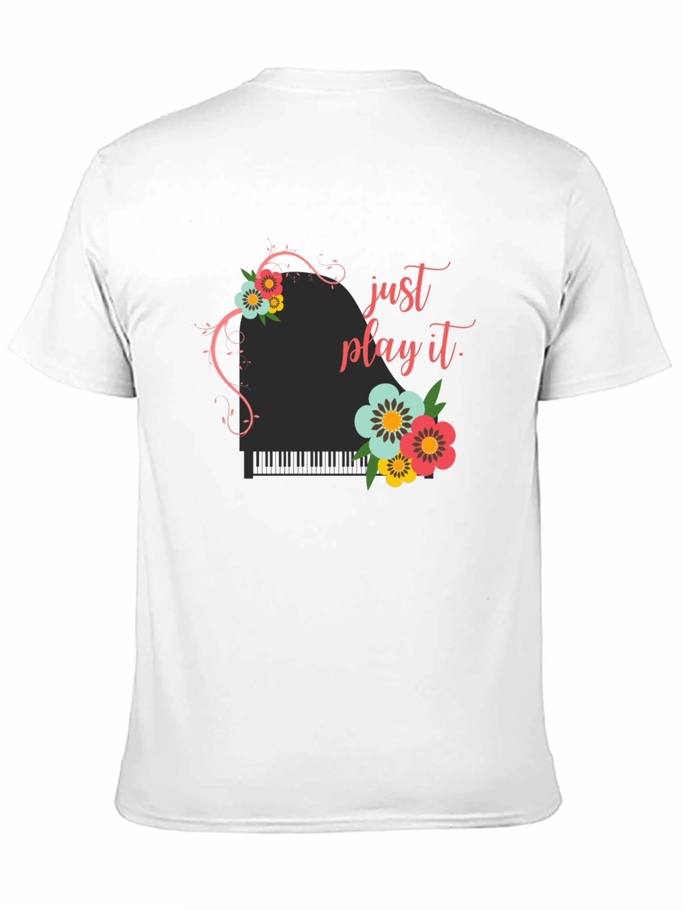 Just Play It Piano Floral Graphic Tee