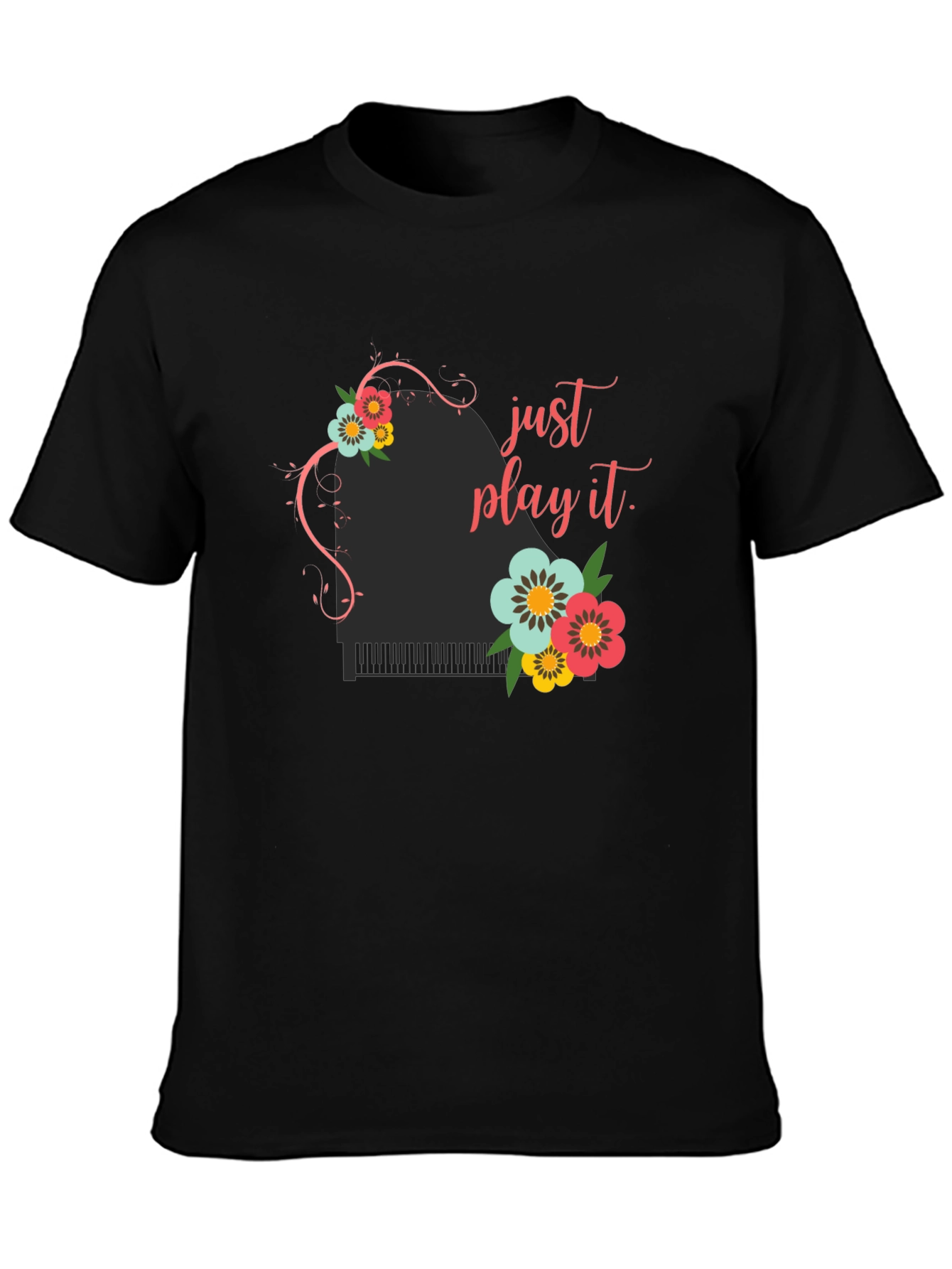 Just Play It Piano Floral Graphic Tee