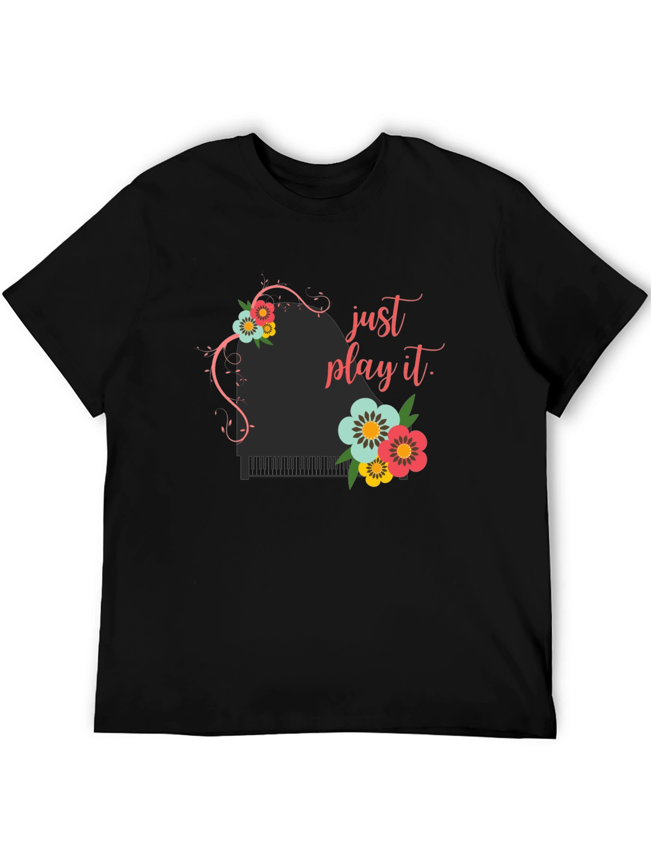 Just Play It Piano Floral Graphic Tee