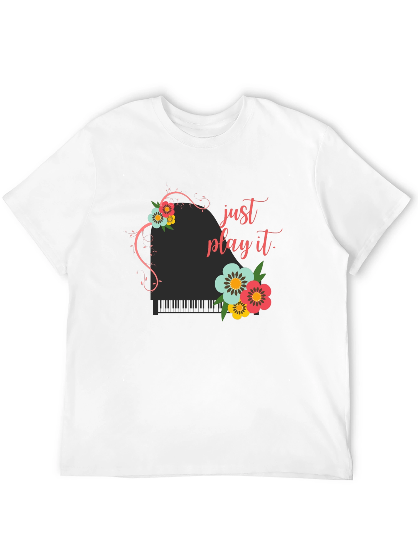 Just Play It Piano Floral Graphic Tee