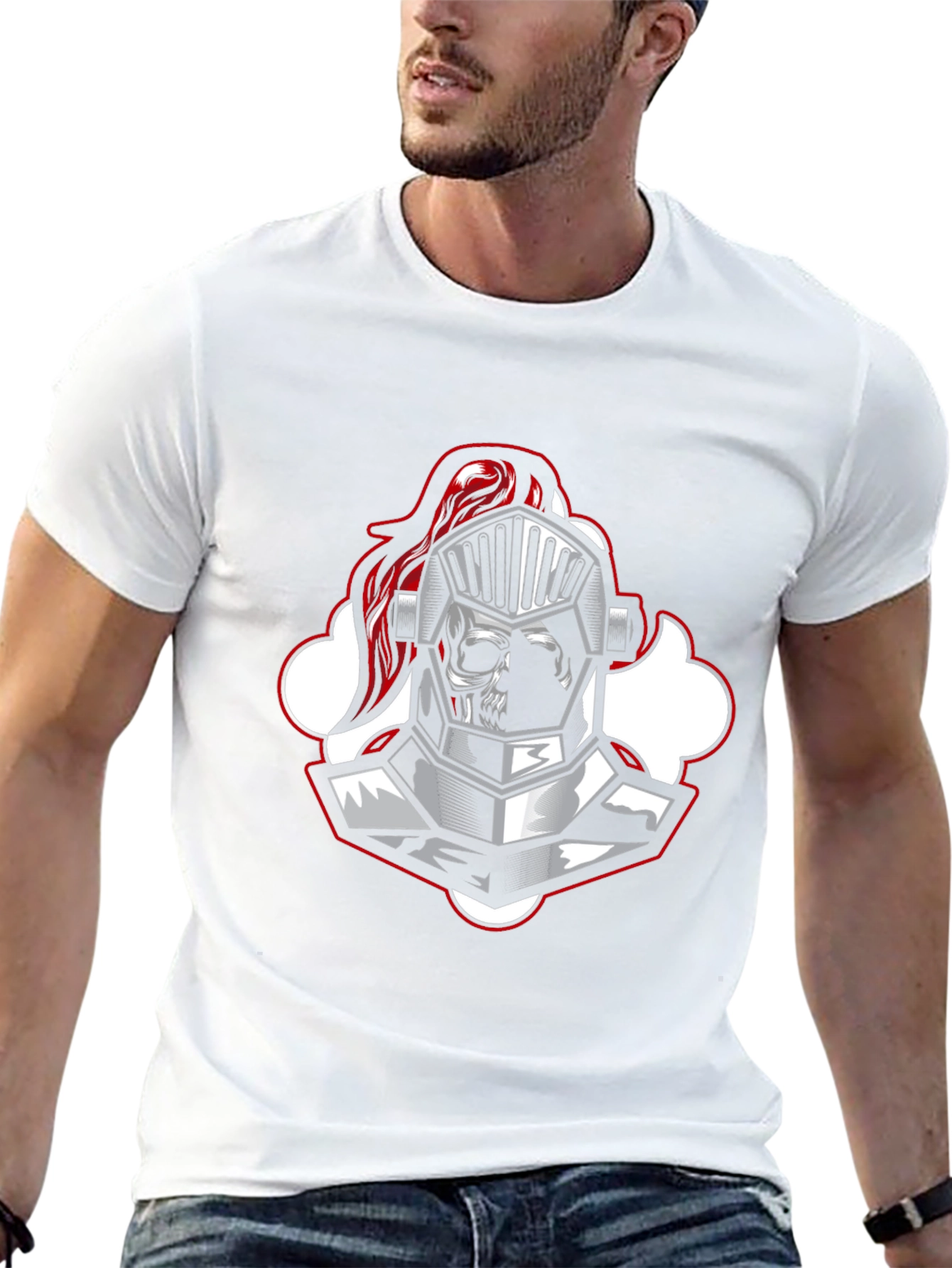 Knight Skull Graphic Tee - Black