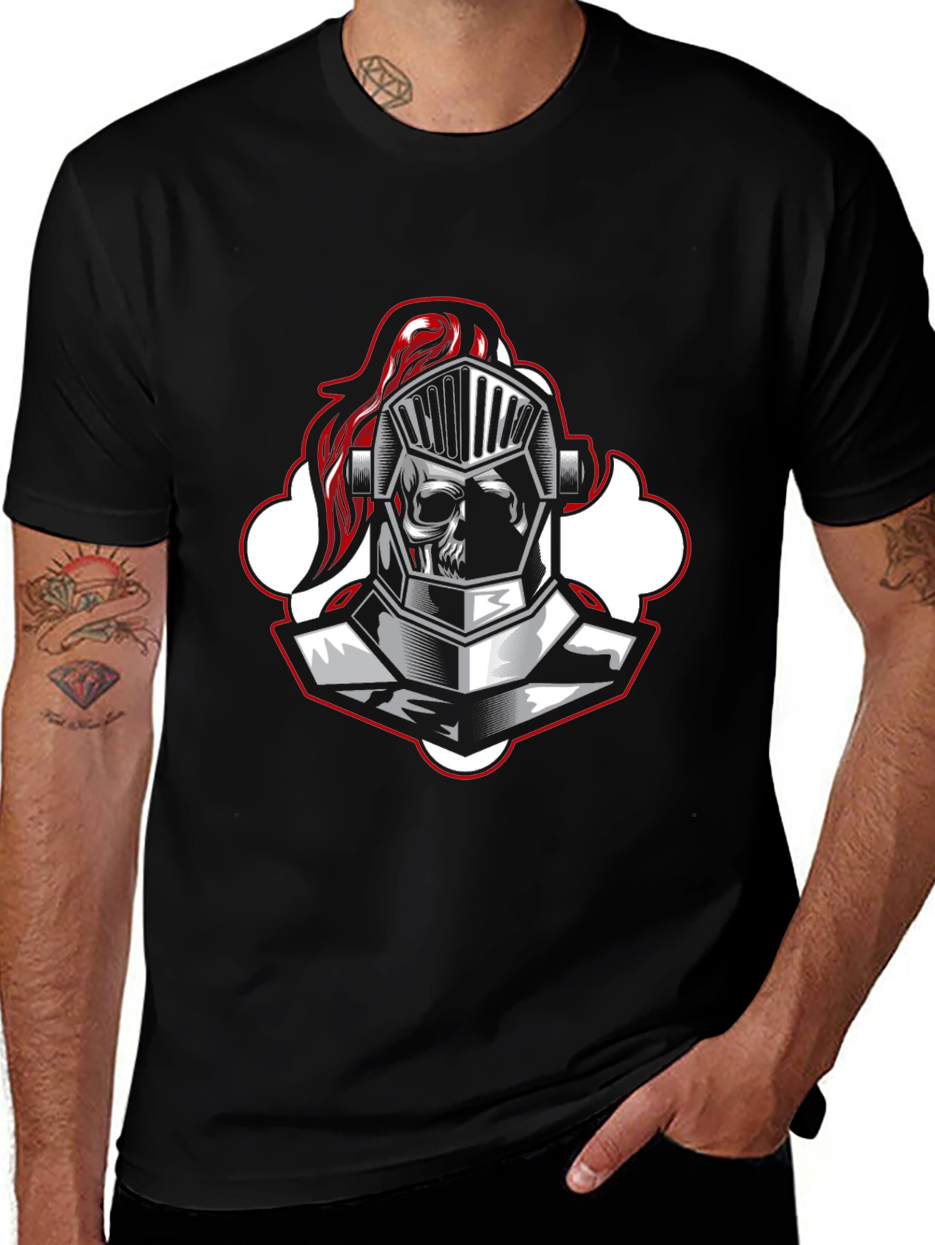 Knight Skull Graphic Tee - Black