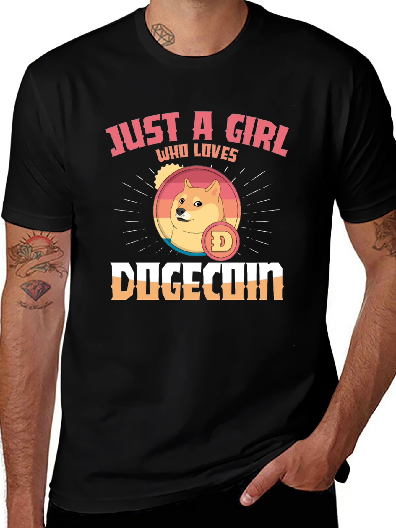 Just A Girl Who Loves Dogecoin Black T-Shirt