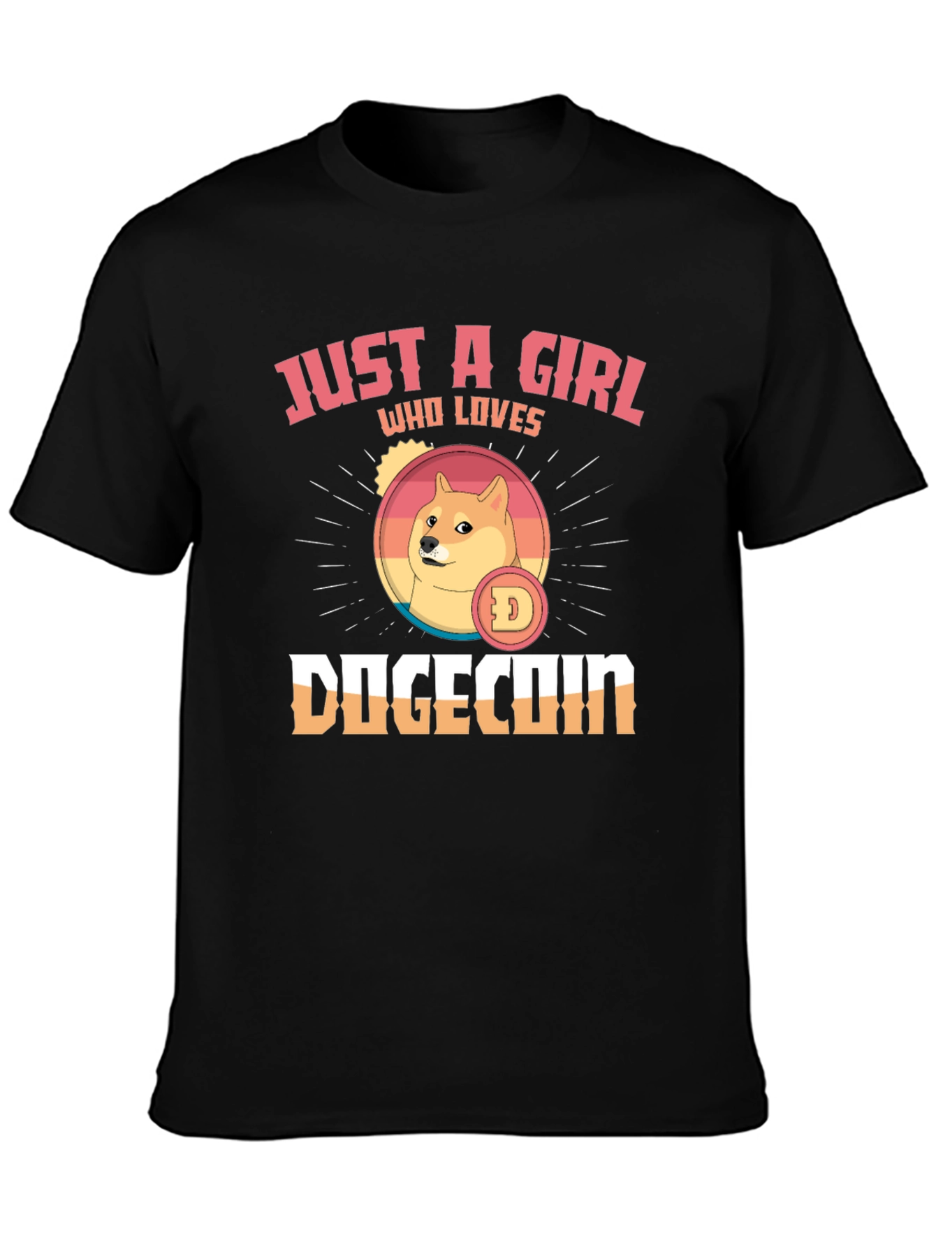 Just A Girl Who Loves Dogecoin Black T-Shirt