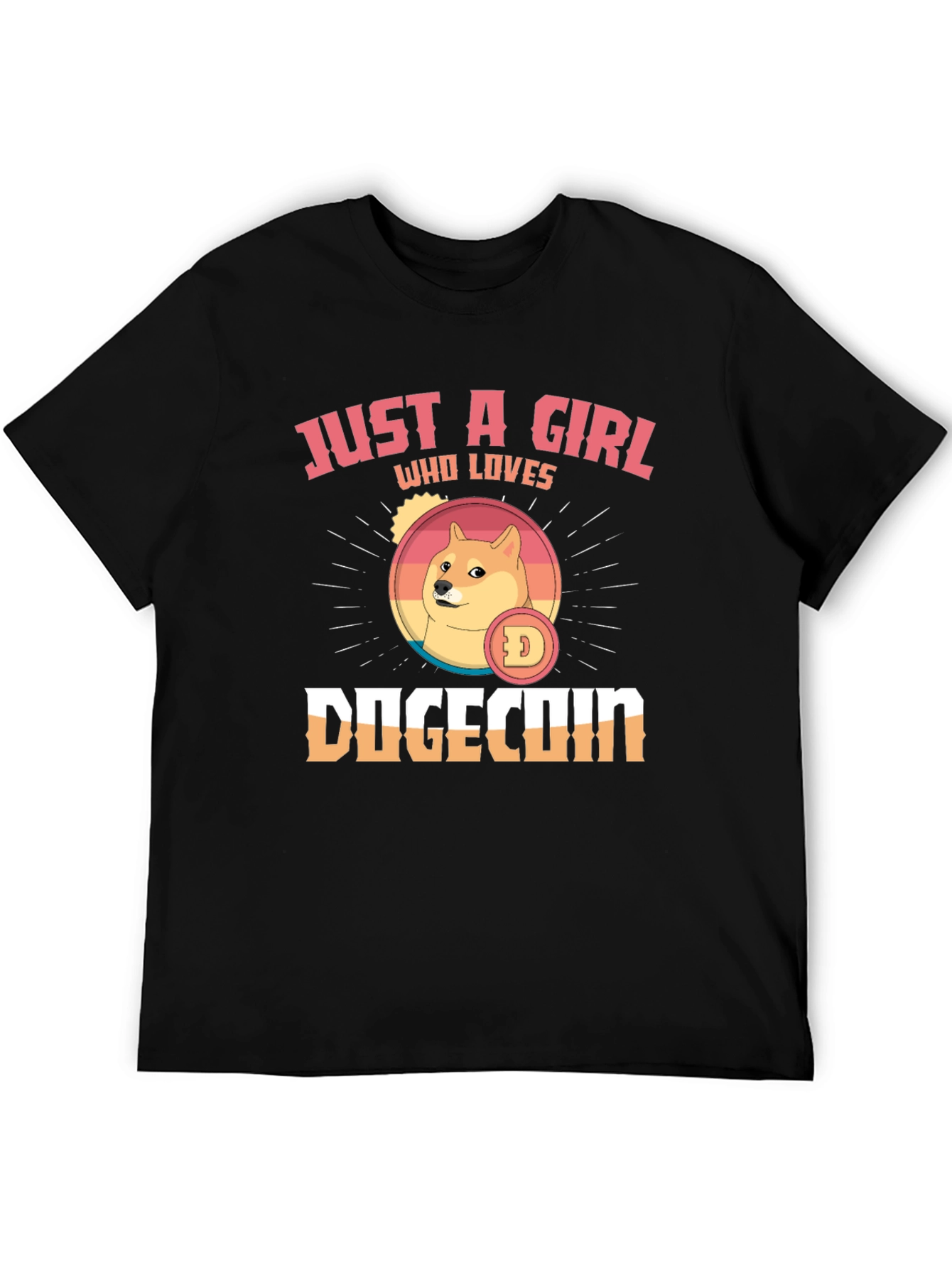 Just A Girl Who Loves Dogecoin Black T-Shirt