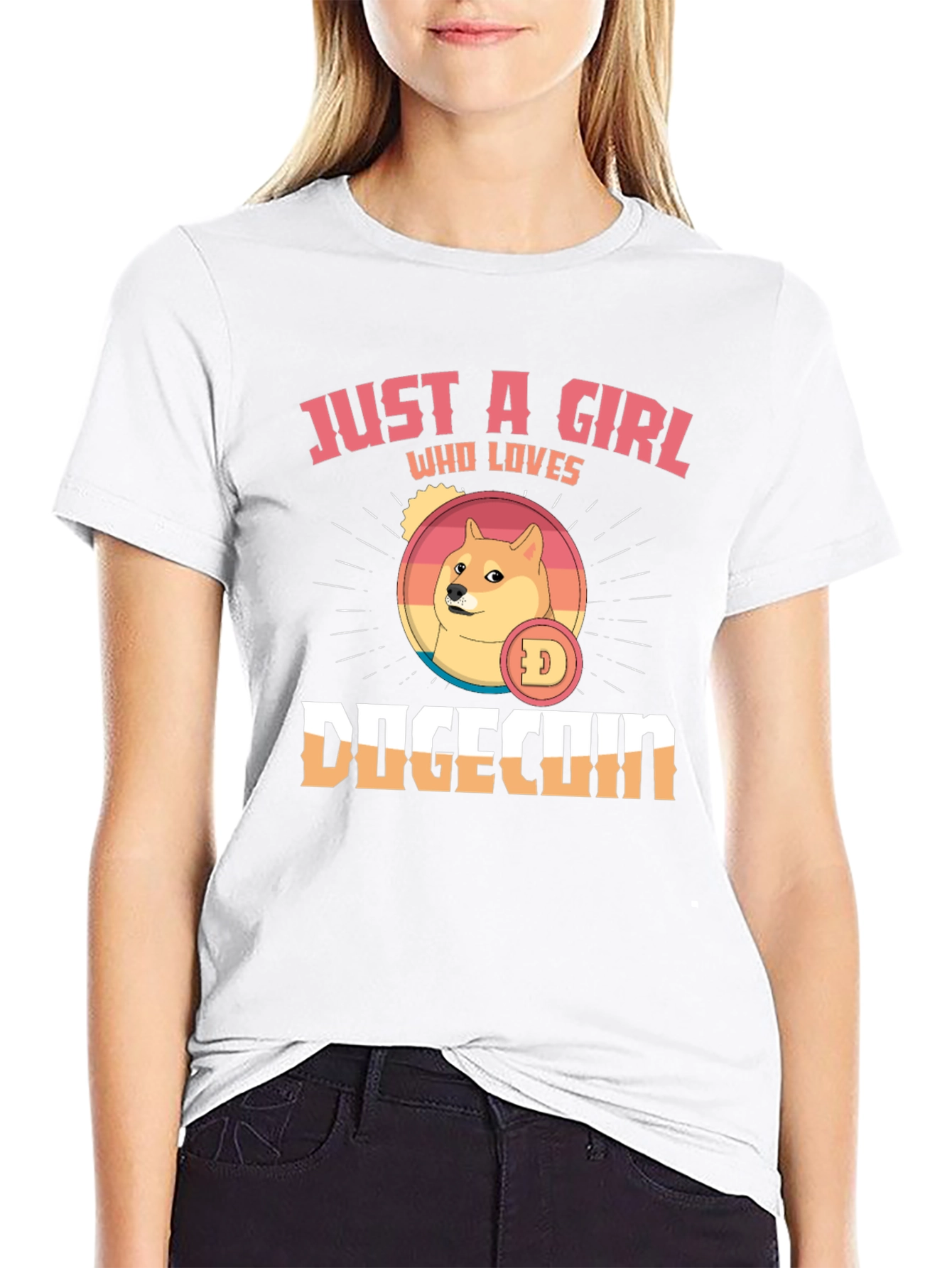 Just A Girl Who Loves Dogecoin Black T-Shirt