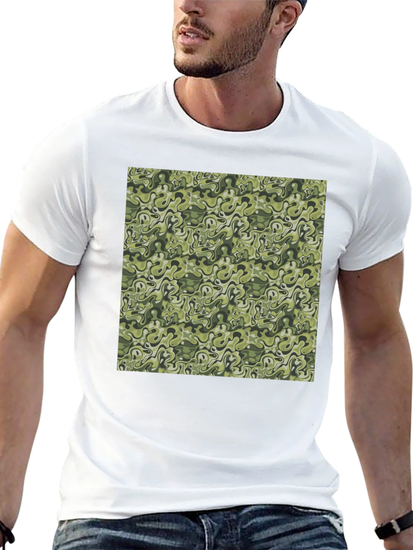 Camo Pattern Black T-Shirt - Casual Style