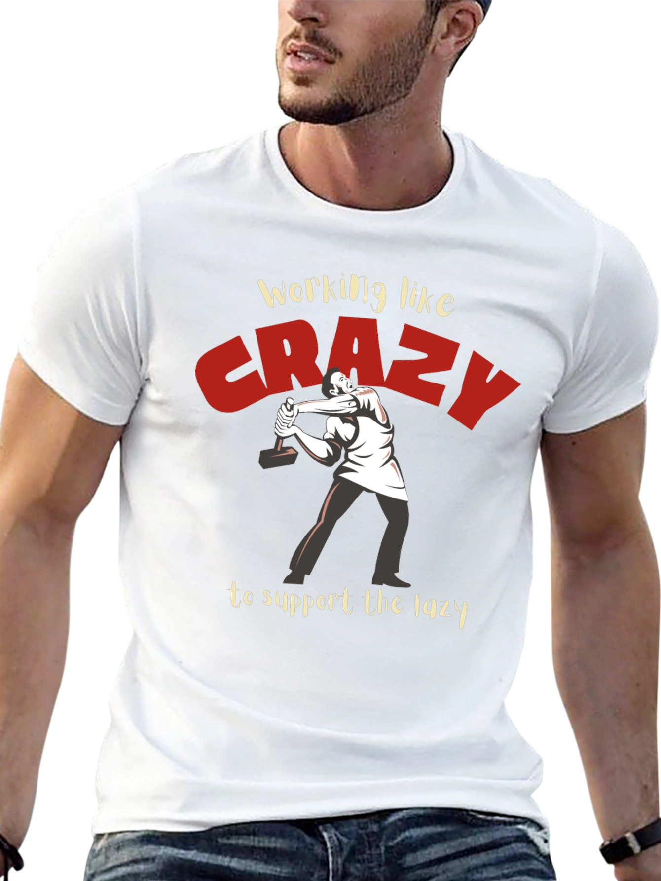 Working Like Crazy T-Shirt - Funny Graphic Tee