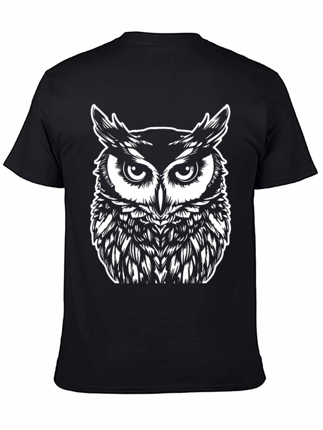 Owl Graphic Tee - Black Cotton T-Shirt