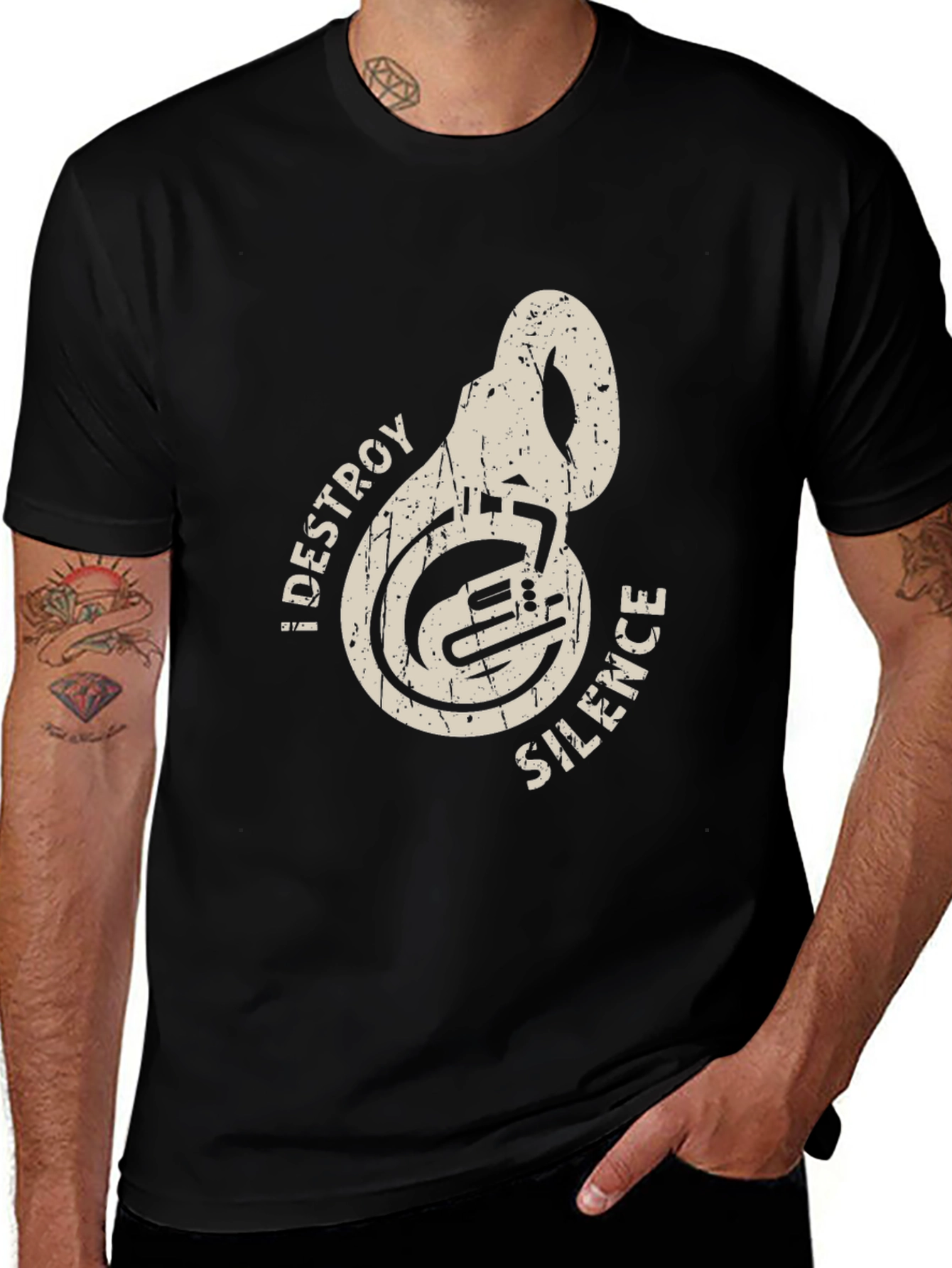 Destroy Silence Tuba Music Band Tee