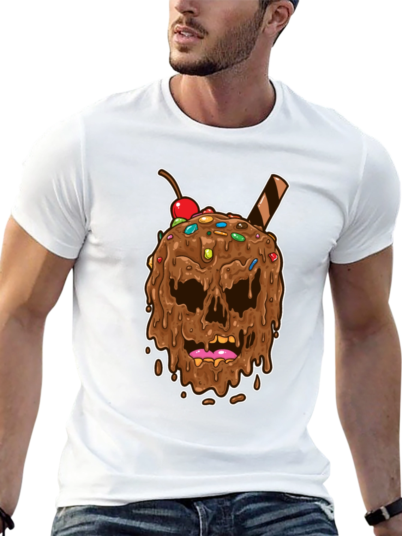 Skull Ice Cream Graphic Tee - Novelty Design