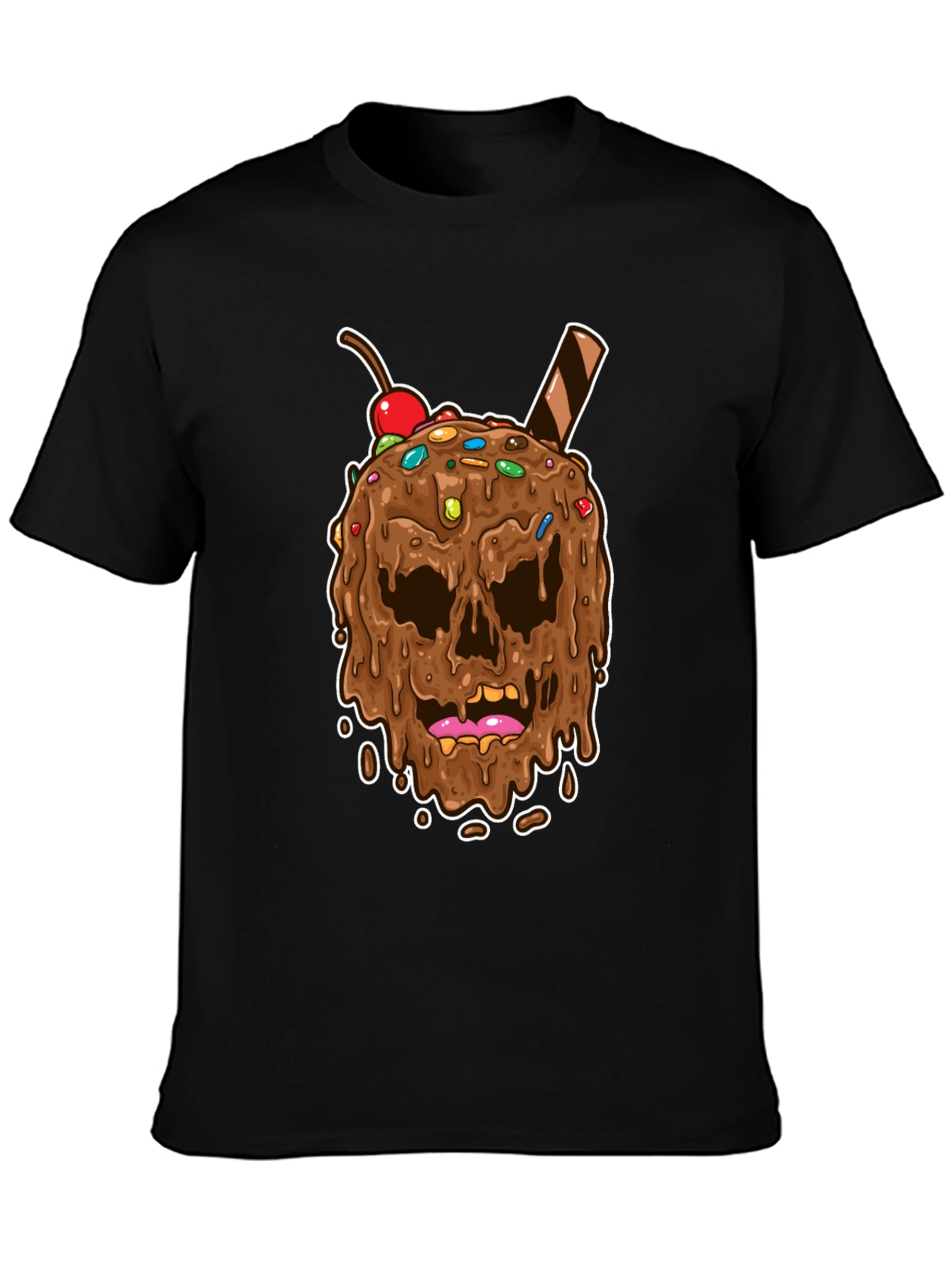 Skull Ice Cream Graphic Tee - Novelty Design