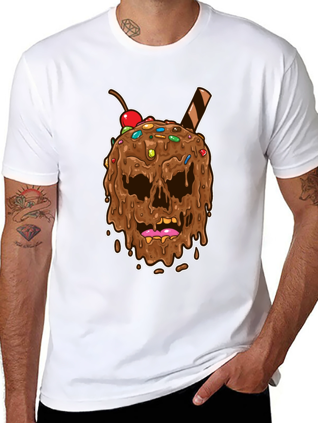 Skull Ice Cream Graphic Tee - Novelty Design
