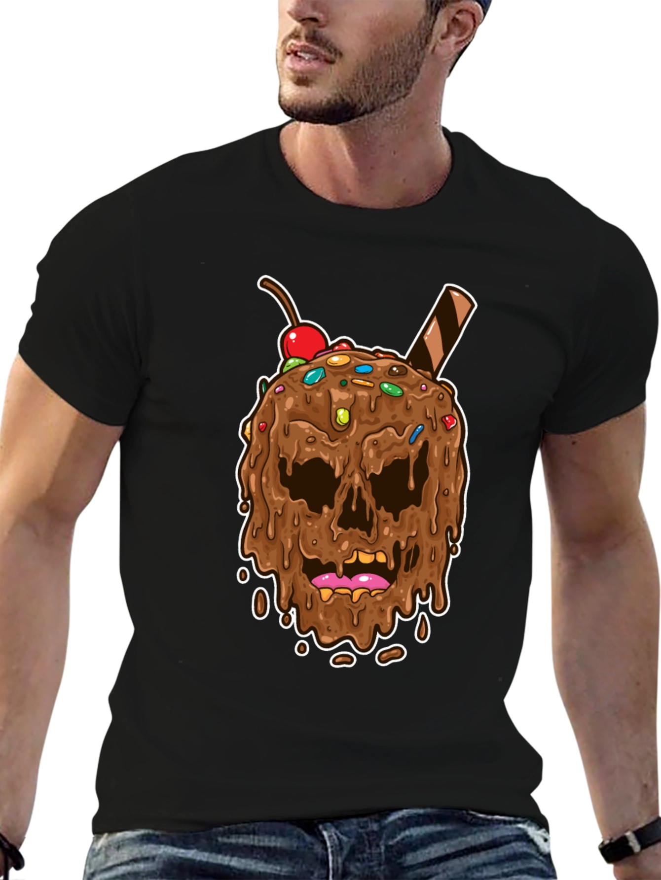 Skull Ice Cream Graphic Tee - Novelty Design