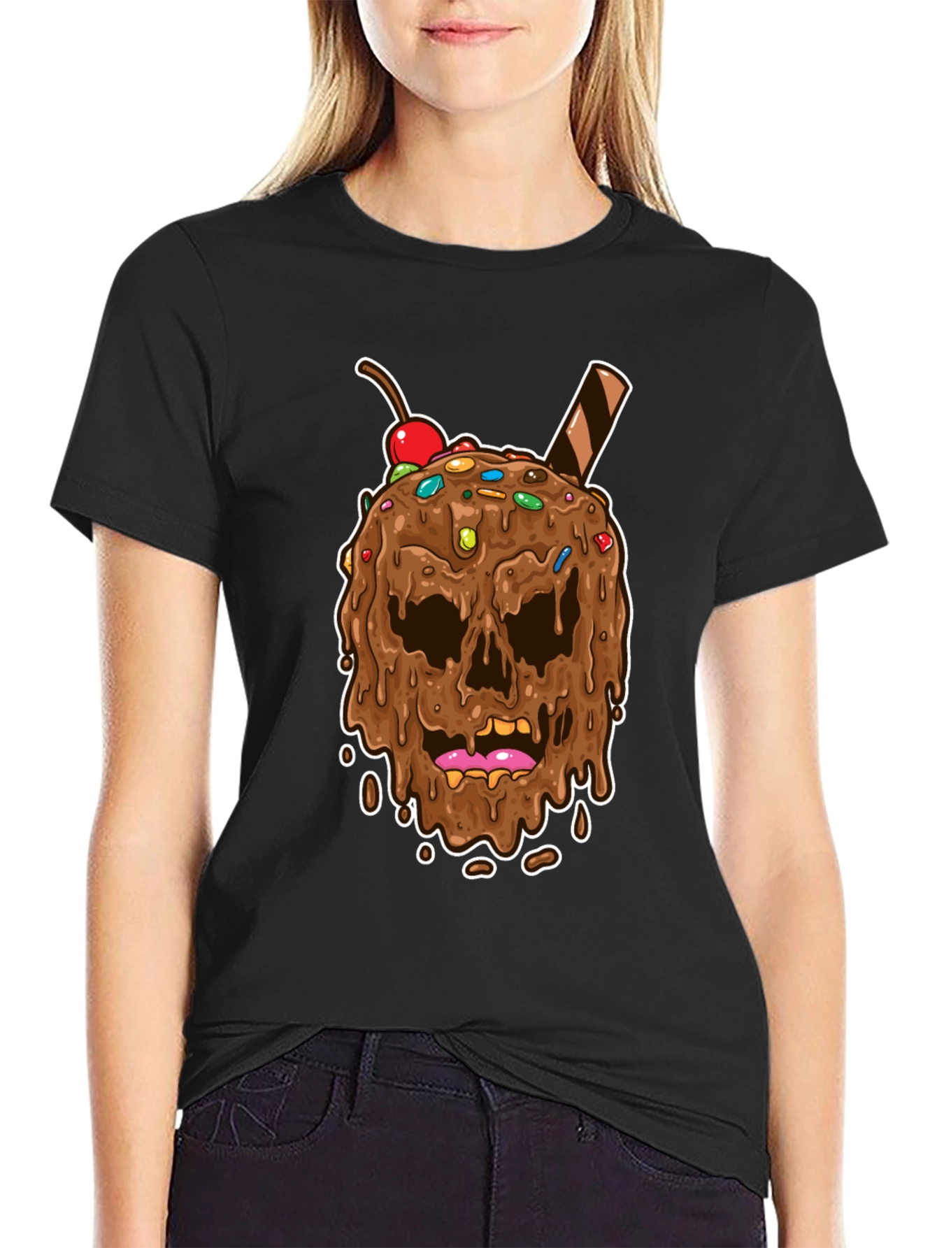 Skull Ice Cream Graphic Tee - Novelty Design