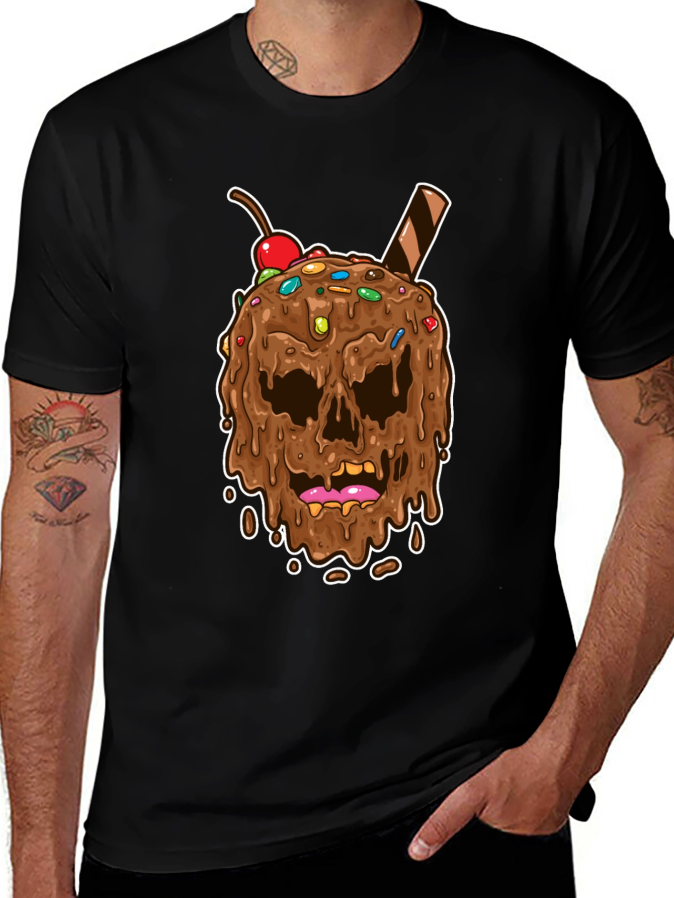 Skull Ice Cream Graphic Tee - Novelty Design